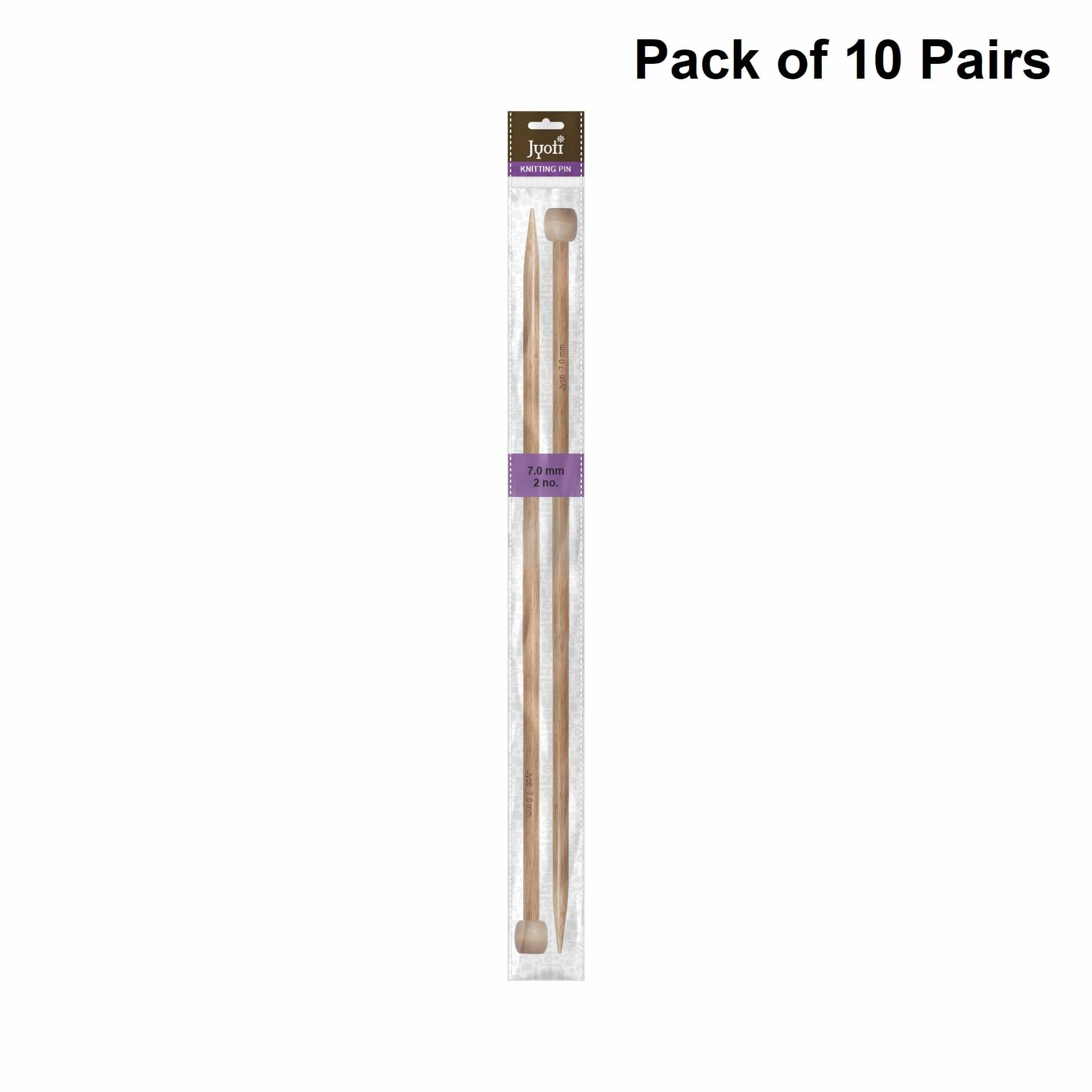     			Jyoti Knitting Pin - Bamboo (10 Pairs of Flat Knob of 14 Inches / 35cm of Size 2), Crafting Knitting Weaving Pins, Round Blunt Yarn Needles, Used for Sweaters, Scarves, and Woolen Fabrics - Pack of 10 Pairs
