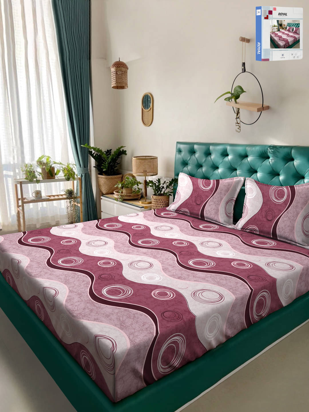     			Klotthe Poly Cotton 1 Double Bedsheet with 2 Pillow Covers ( Multicolor )