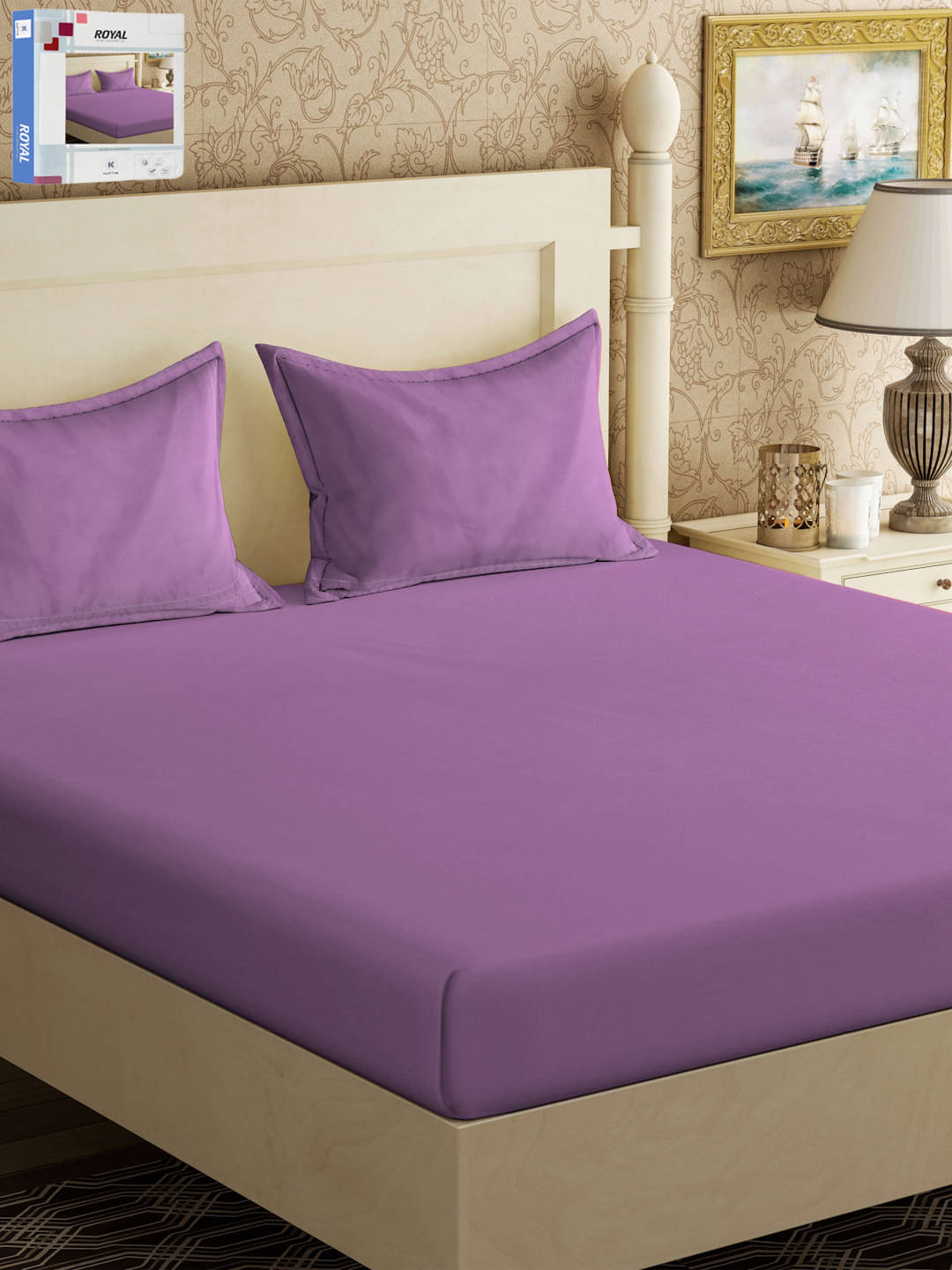     			Klotthe Poly Cotton 1 Double Bedsheet with 2 Pillow Covers ( Purple )