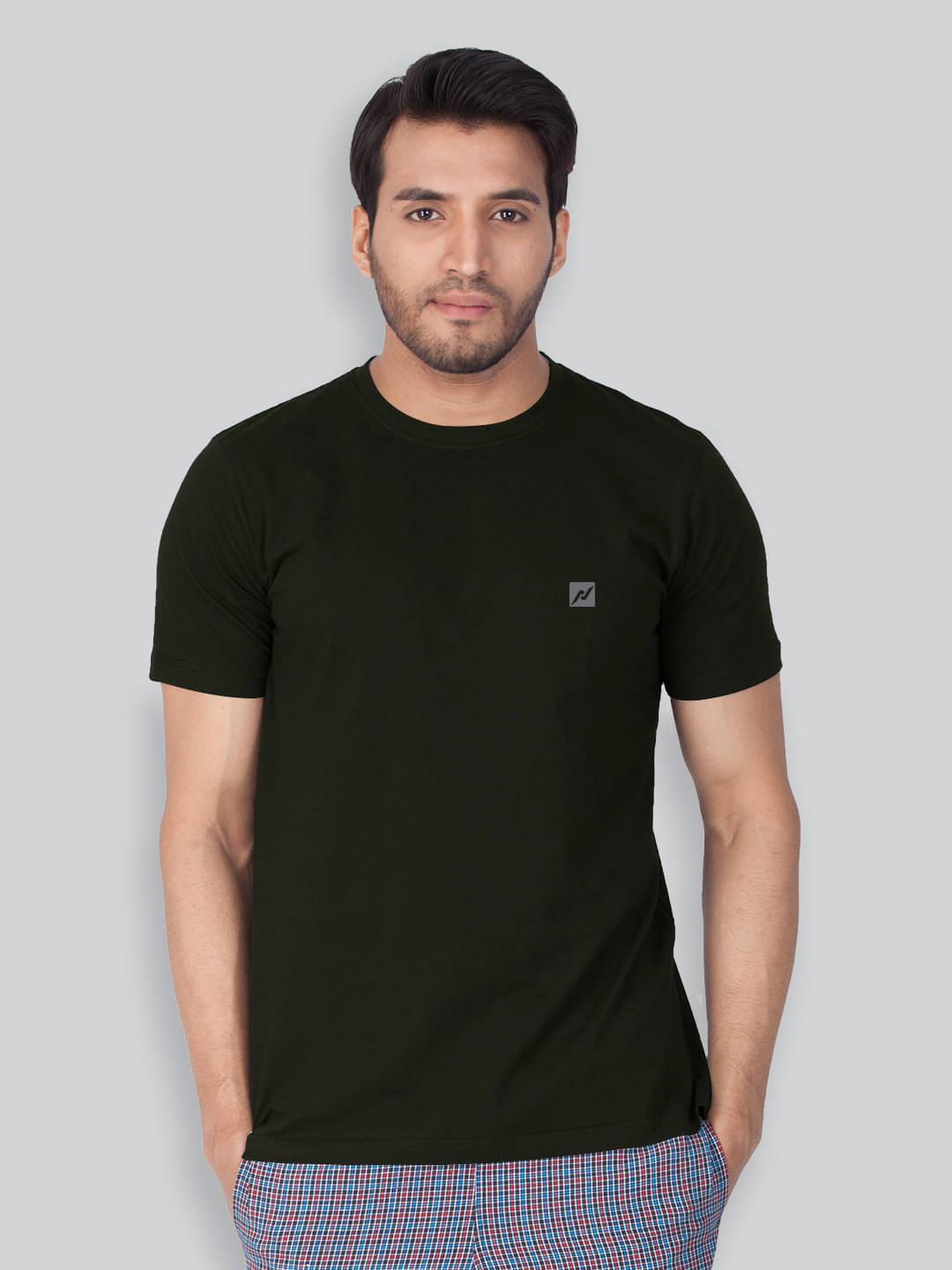     			Lux Nitro Cotton Blend Regular Fit Solid Half Sleeves Men's Round T-Shirt - Charcoal Grey ( Pack of 1 )