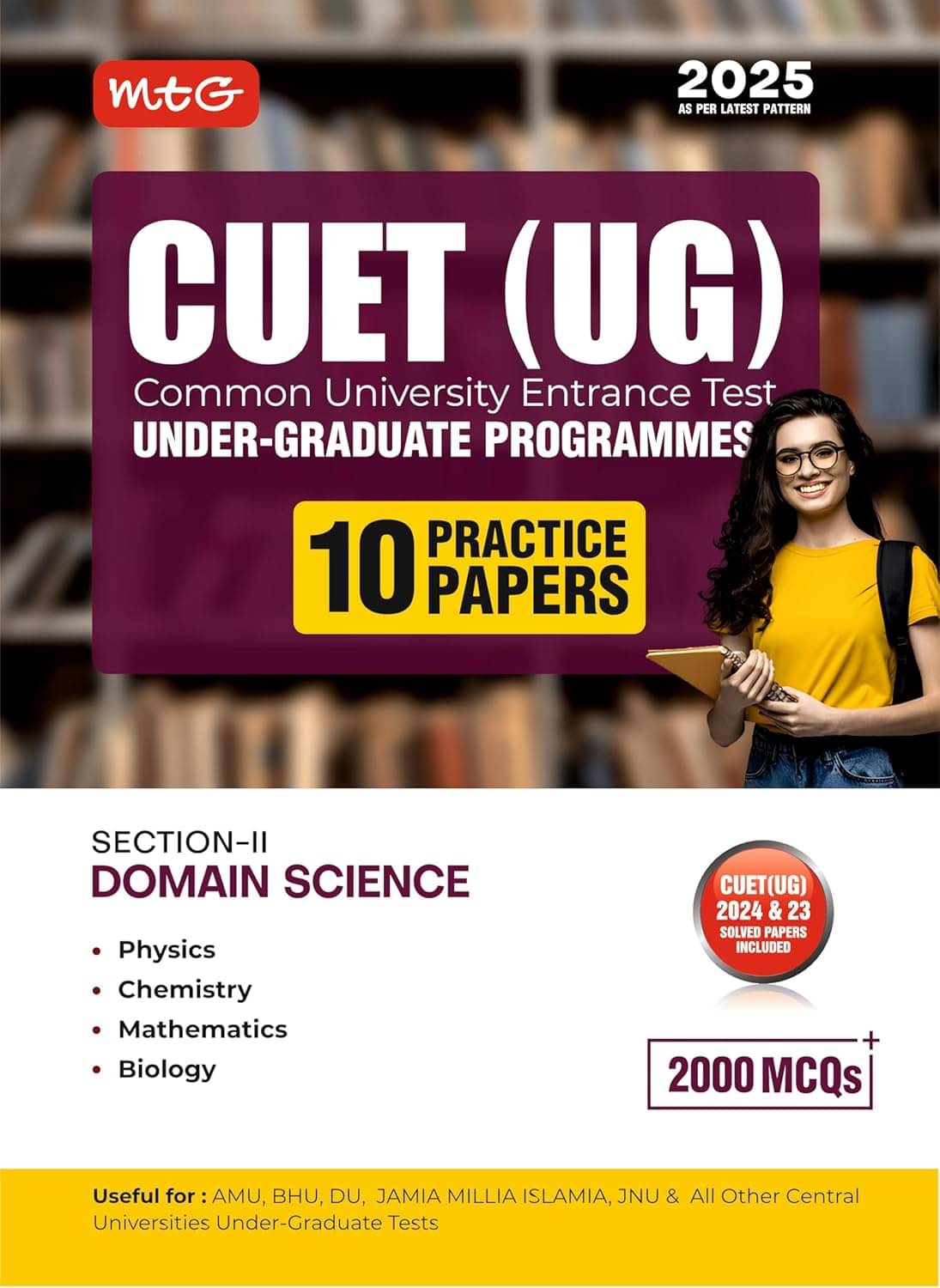     			MTG NTA CUET (UG) 10 Practice Test Papers Science Domain (Section-2) PCBM With Previous Years Solved Papers | Entrance Exam Preparation Book 2025