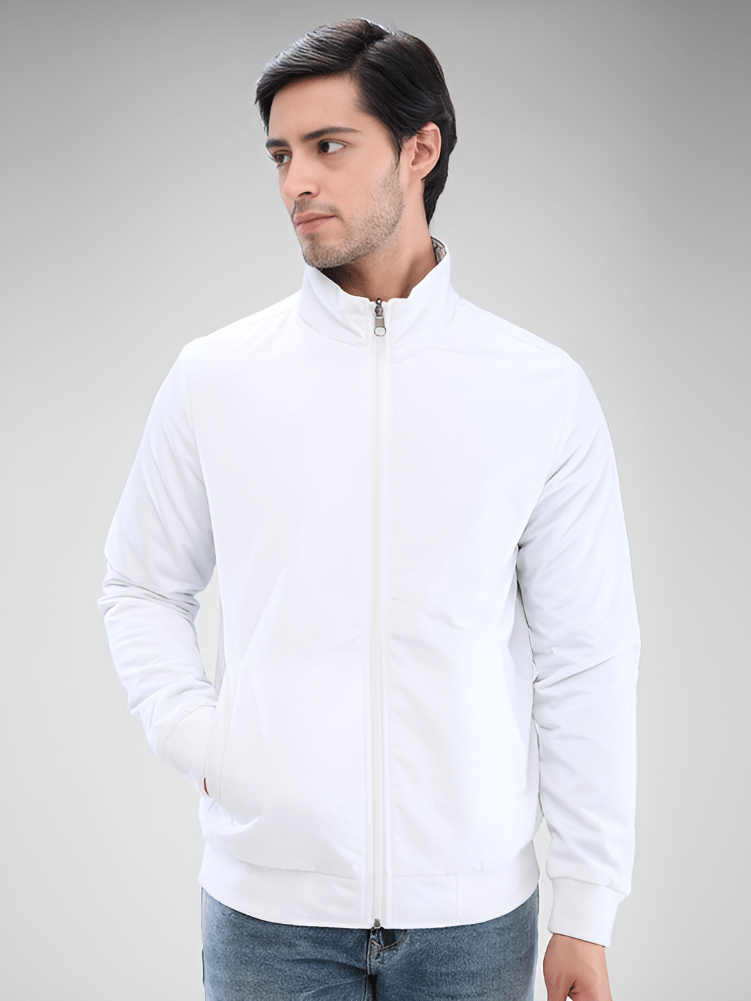 PLUS PARADISE Polyester Men's Casual Jacket - White ( Pack of 1 ) PLUS PARADISE Polyester Men's Casual Jacket - White ( Pack of 1 )