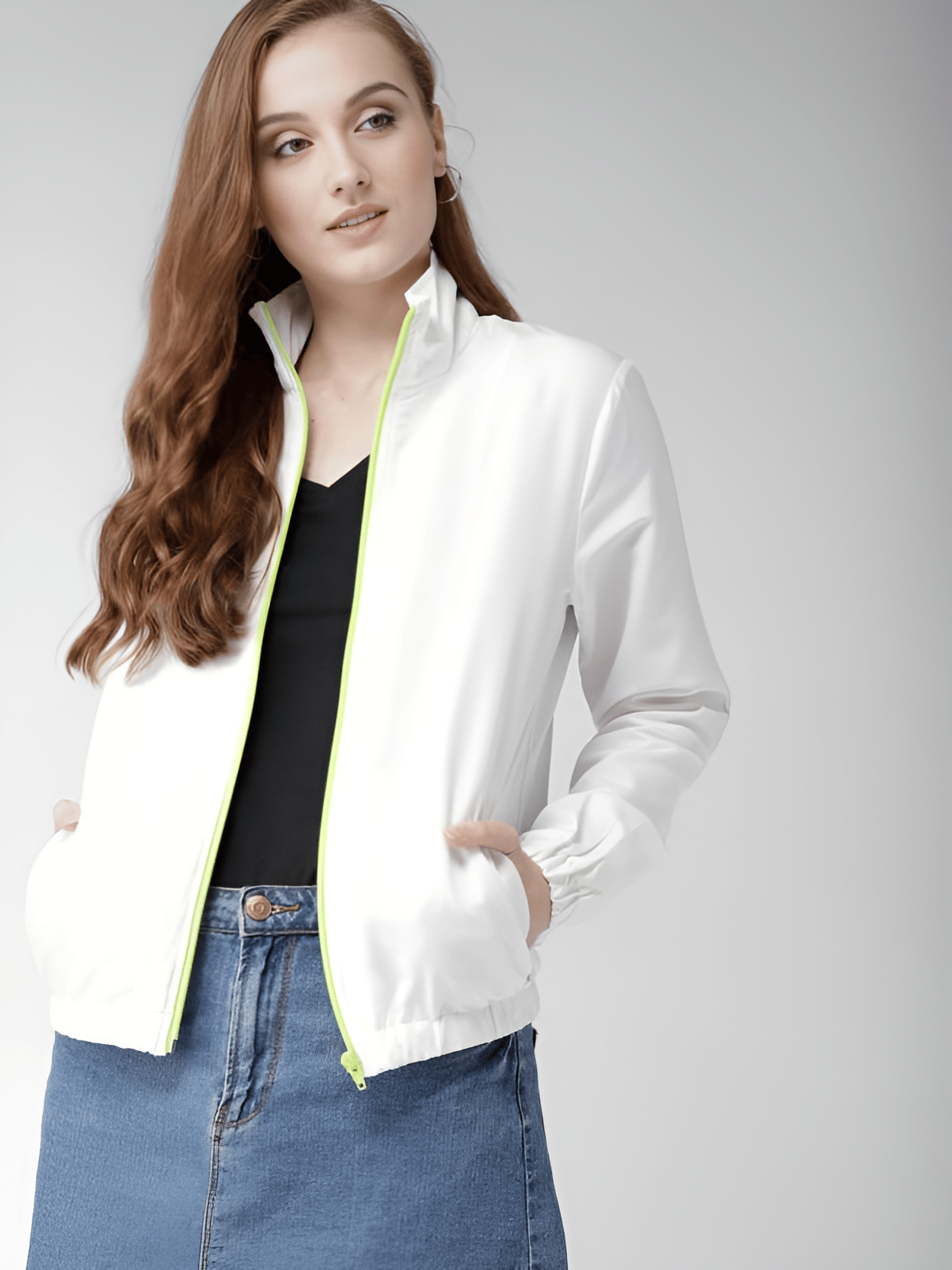 PLUS PARADISE - Polyester White Bomber Jackets PLUS PARADISE - Polyester White Bomber Jackets