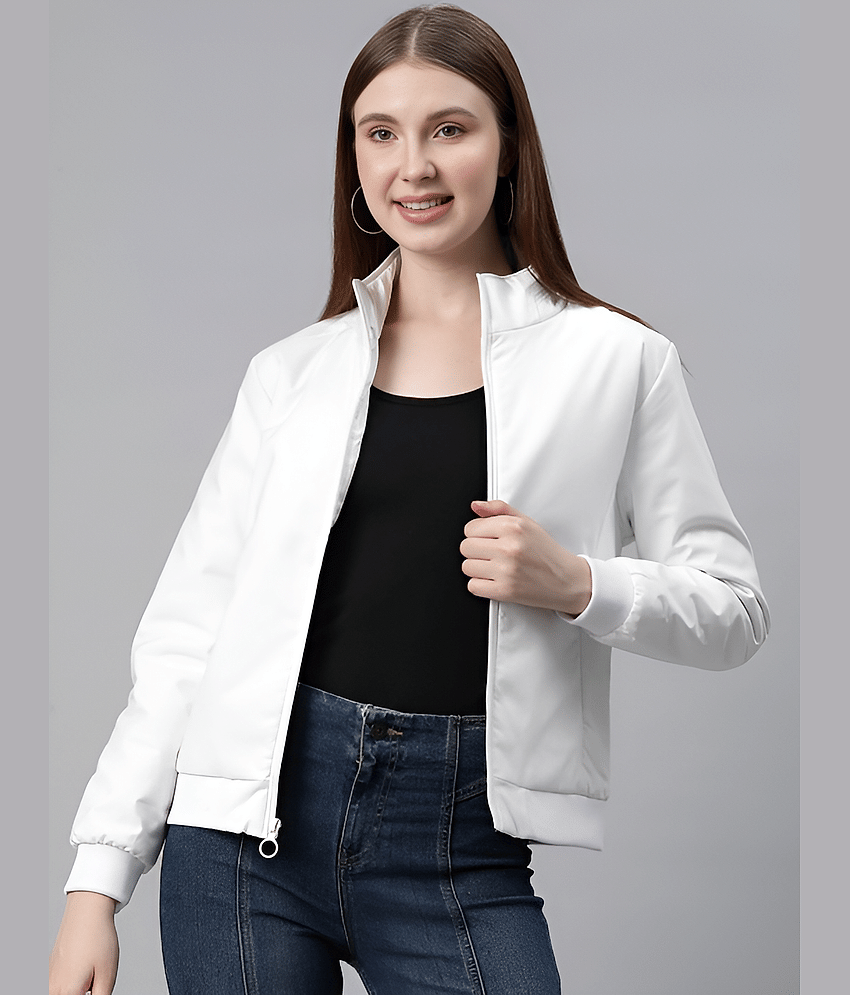 PLUS PARADISE Women Bomber Jacket ( White ) - Jackets & Coats | Buy online on ZillyBuy