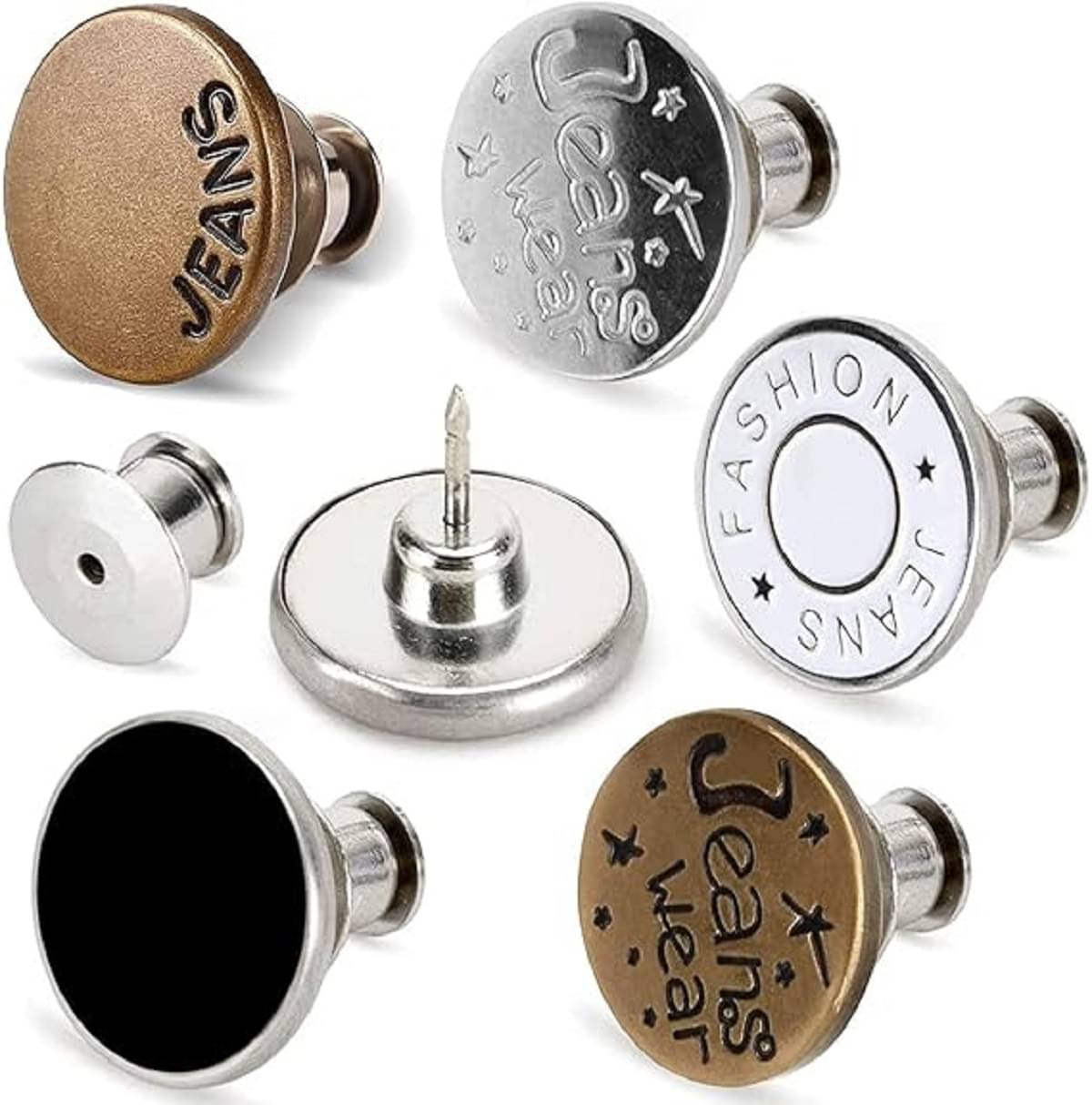 RAMDEV ENTERPRISE 5pcs Detachable Button for Jeans 5 Styles No Sew Metal Buttons for Denims Waist Extender Button Removable Reusable Instant Button Without Sewing for Trousers Pants Bags Skirt (Style A) RAMDEV ENTERPRISE 5pcs Detachable Button for Jeans 5 Styles No Sew Metal Buttons for Denims Waist Extender Button Removable Reusable Instant Button Without Sewing for Trousers Pants Bags Skirt (Style A)