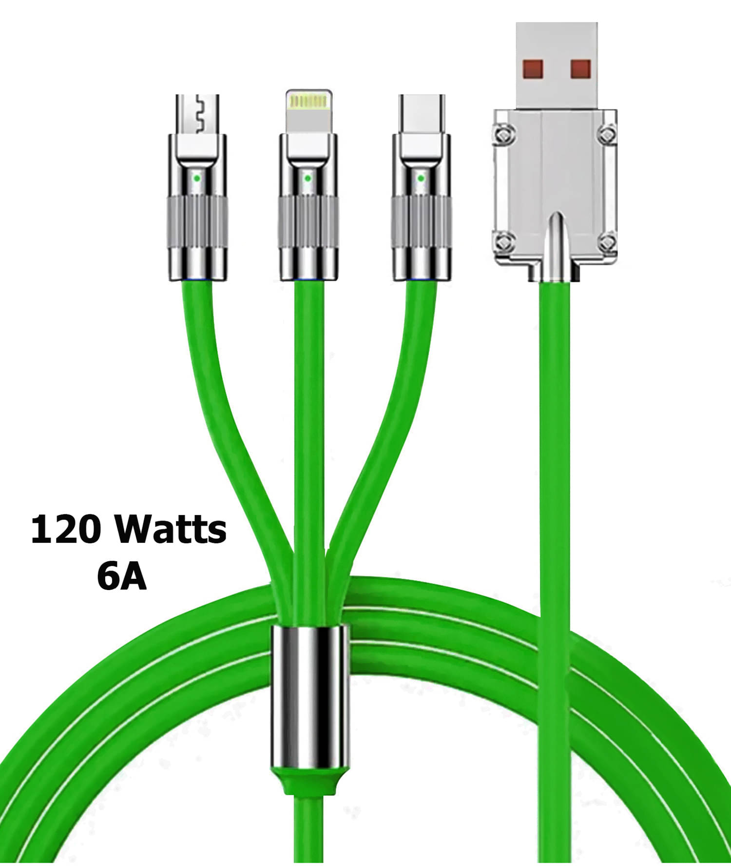 Retailstore 1m Data Cables 3-in-1 Fast Charging Usb Cable - Green Retailstore 1m Data Cables 3-in-1 Fast Charging Usb Cable - Green