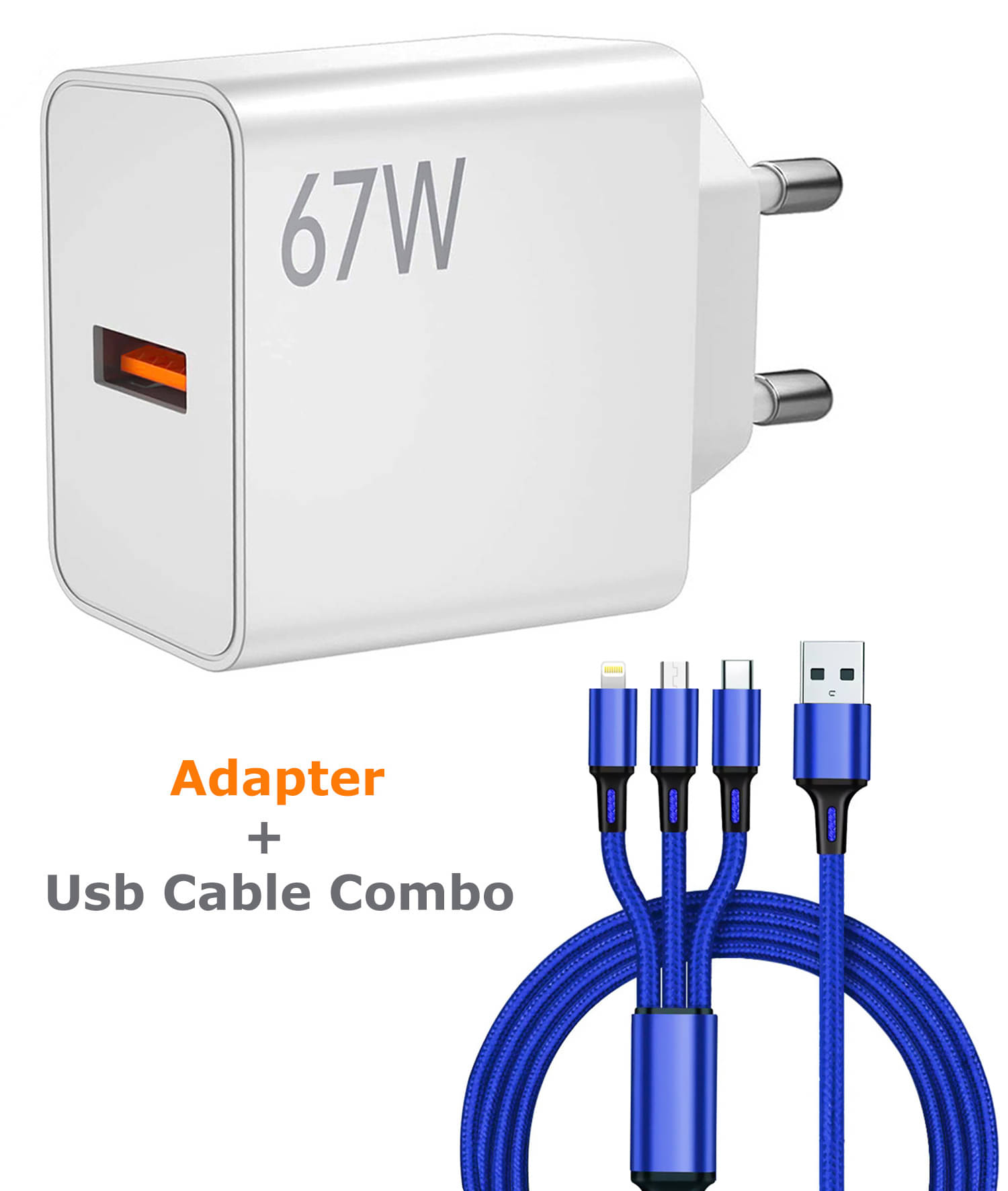     			Retailstore Fast Charging Combo 67Watt Fast Charger with 3-in-1 6AMP cable Combo 1