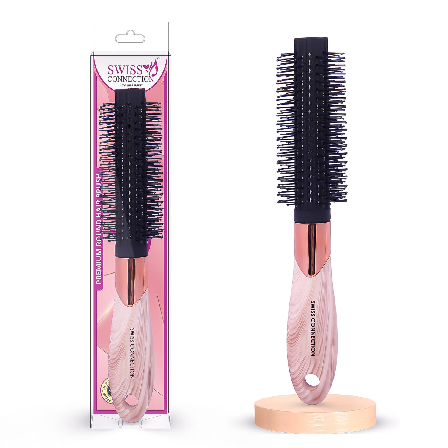     			Swiss Connection Round Brush For All Hair Types ( Pack of 1 )
