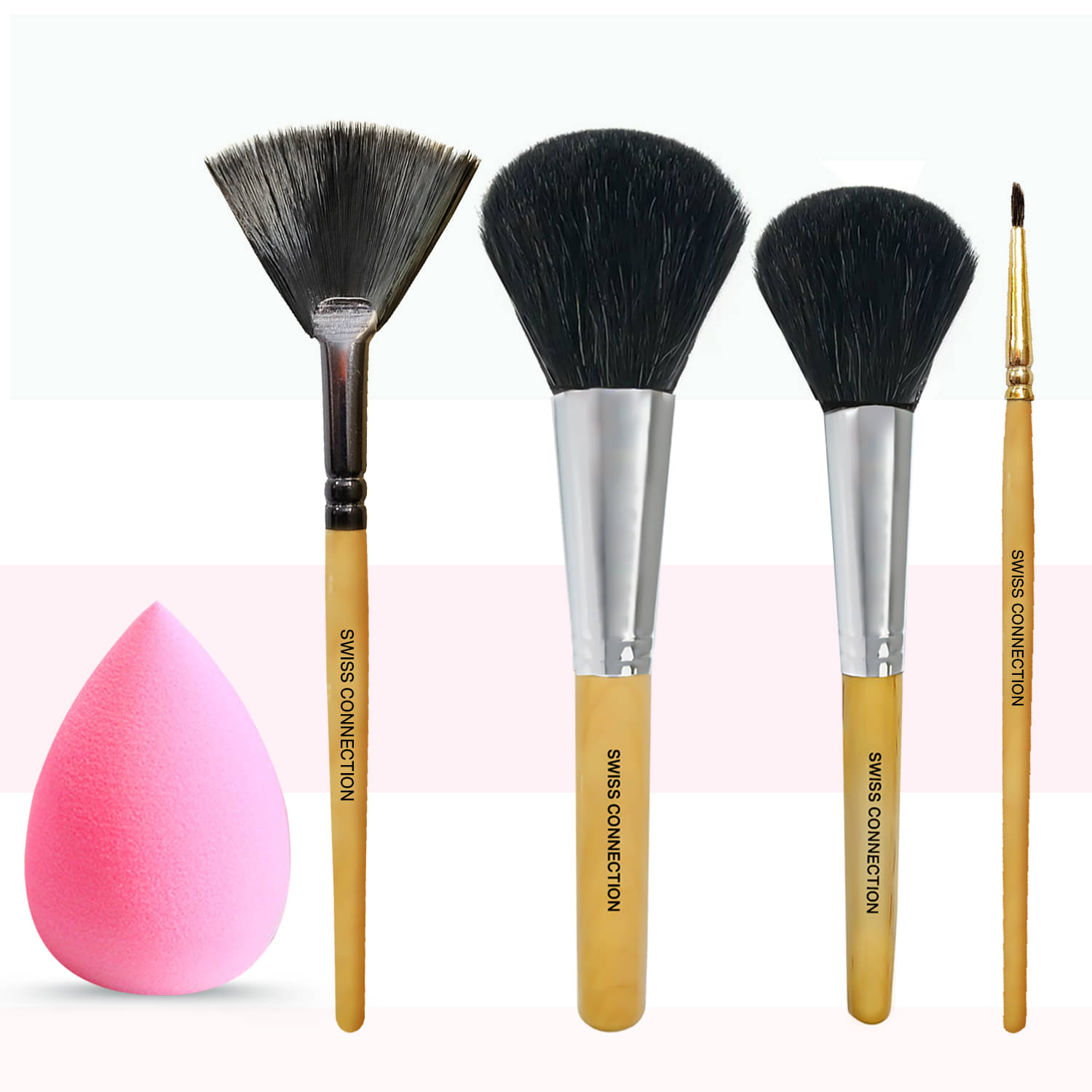 Swiss Connection Synthetic Foundation Brush,Fan Powder Brush 5 Pcs 100 g Swiss Connection Synthetic Foundation Brush,Fan Powder Brush 5 Pcs 100 g