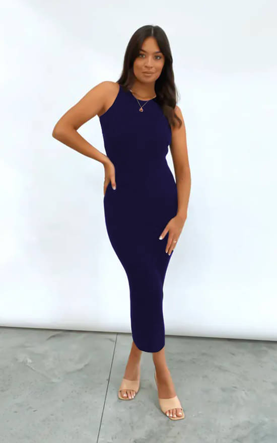     			TOOCHKI Women Lycra Solid Bodycon Dress ( Blue )