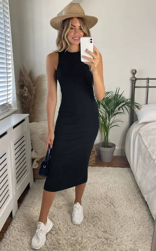 TOOCHKI Women Lycra Solid Bodycon Dress ( Black ) TOOCHKI Women Lycra Solid Bodycon Dress ( Black )