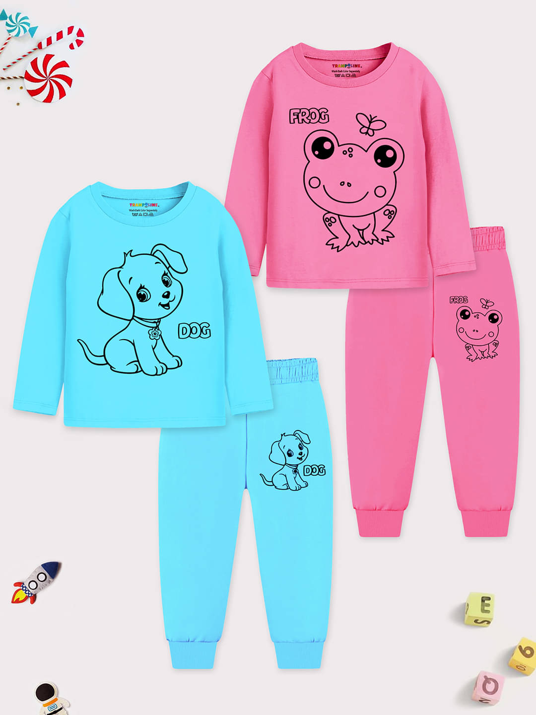     			Trampoline Pack of 2 Boys Cotton Blend T-Shirt & Pants Set ( Multicolor 1 )