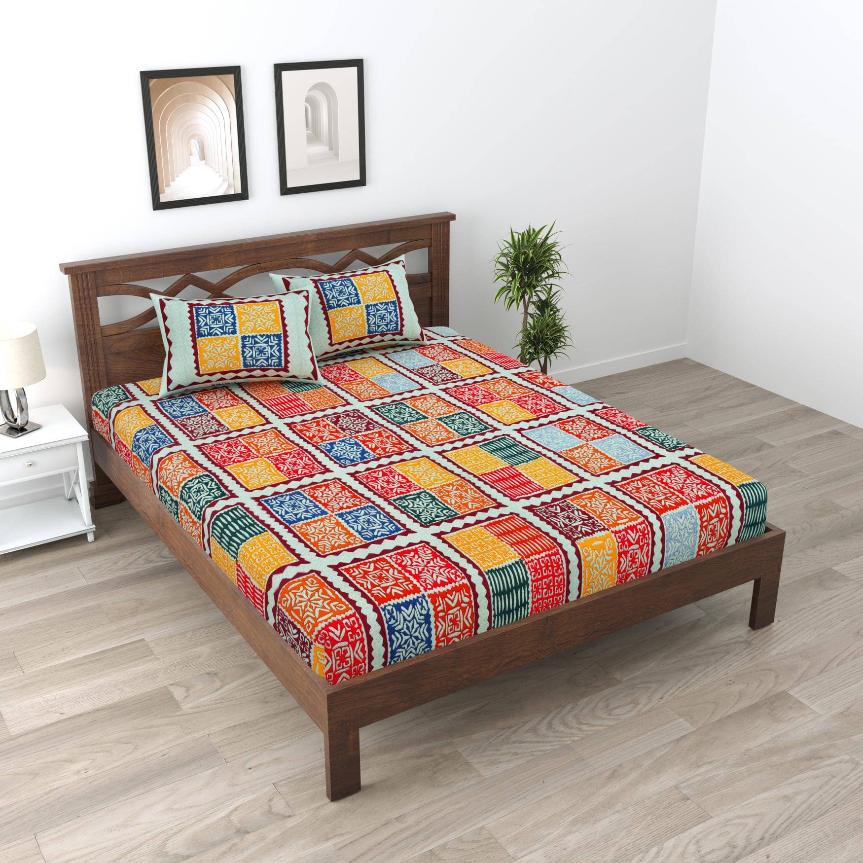     			Uniqchoice Cotton 1 Double Bedsheet with 2 Pillow Covers ( Maroon )