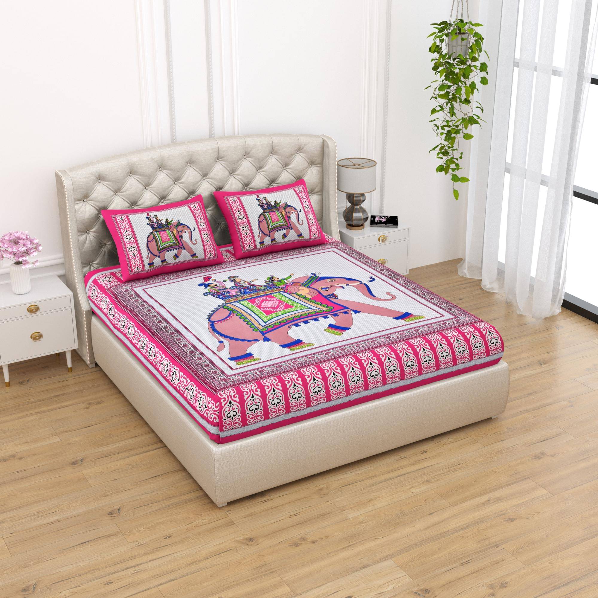 Uniqchoice Cotton 1 Double Bedsheet with 2 Pillow Covers ( Pink ) Uniqchoice Cotton 1 Double Bedsheet with 2 Pillow Covers ( Pink )
