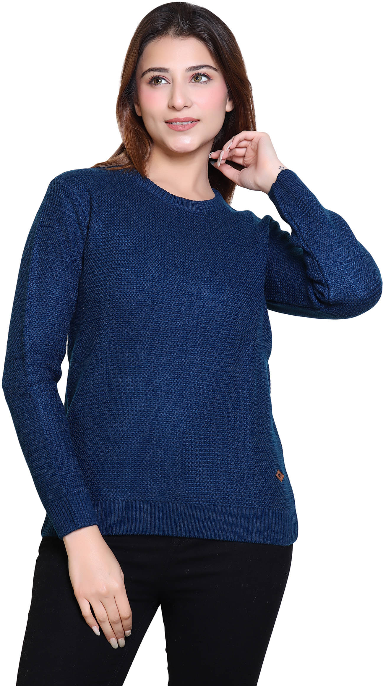 Worian Acrylic Round Neck Women's Pullovers - Blue (Pack of 1) Worian Acrylic Round Neck Women's Pullovers - Blue (Pack of 1)