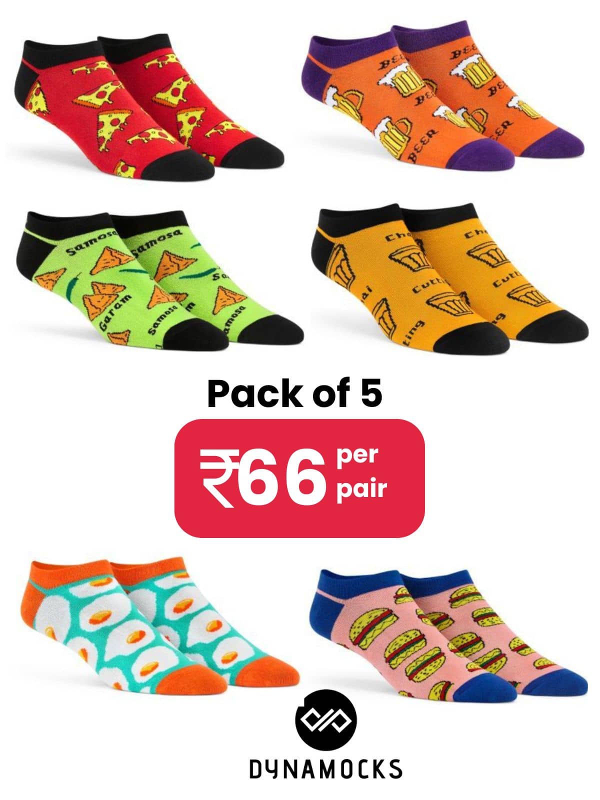 Dynamocks Cotton Blend Men's Printed Multicolor Low Cut Socks ( Pack of 6 ) - Socks | Buy online on ZillyBuy