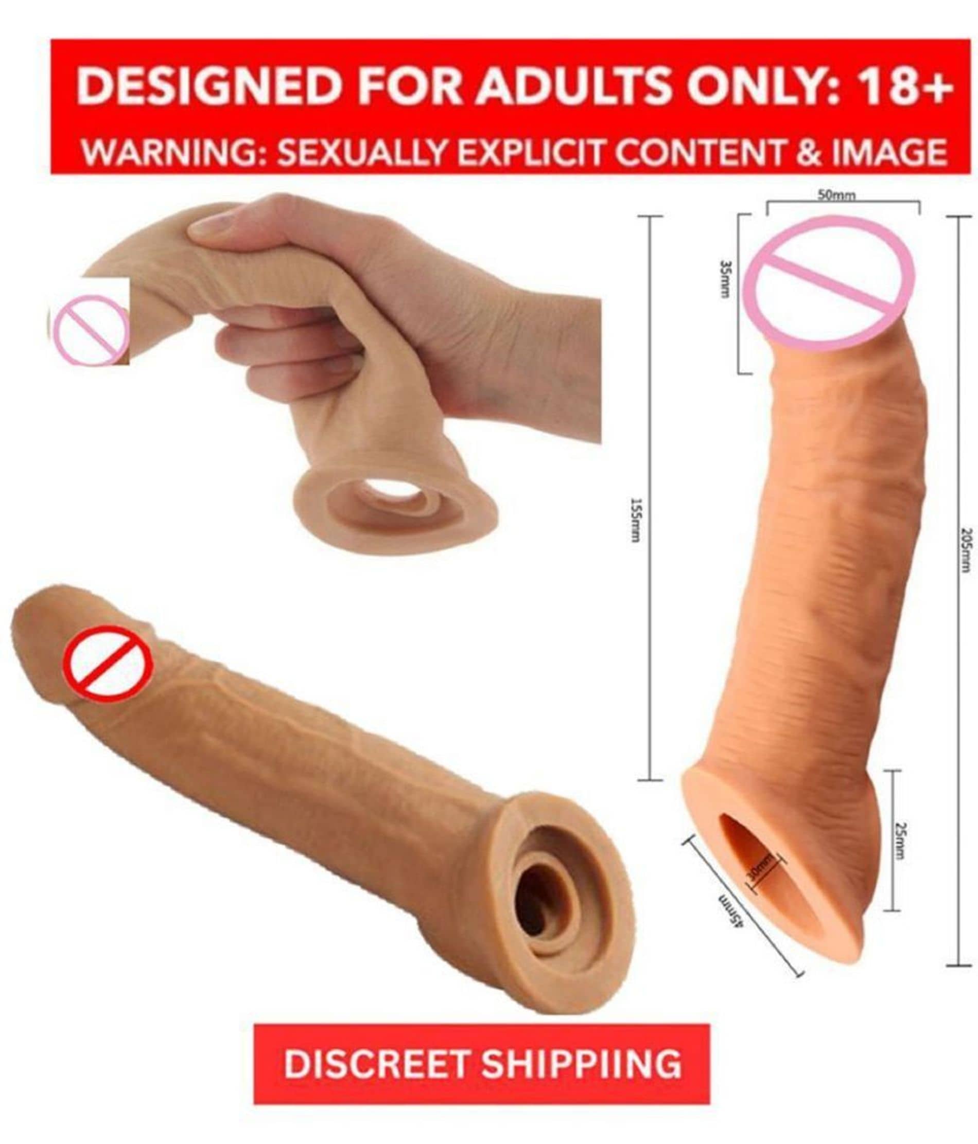 9 inch Double Hole Jumbo Pe nis Sleeve With 2 Inch Length Extension And 1cm Girth Increase By-SEXTANTRA