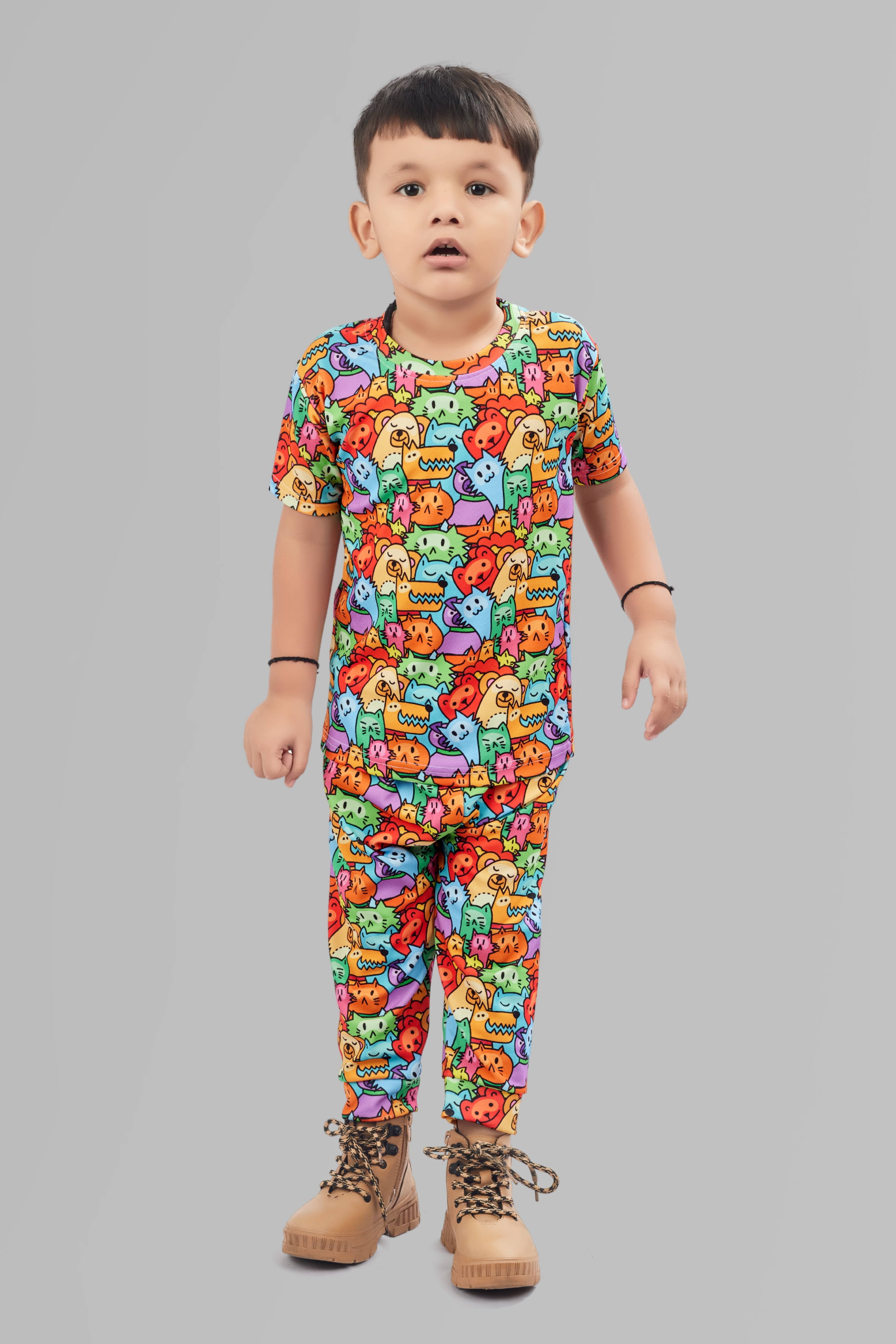     			ASTYLOR Pack of 1 Boys Cotton Blend T-Shirt & Trackpants Set ( Orange )