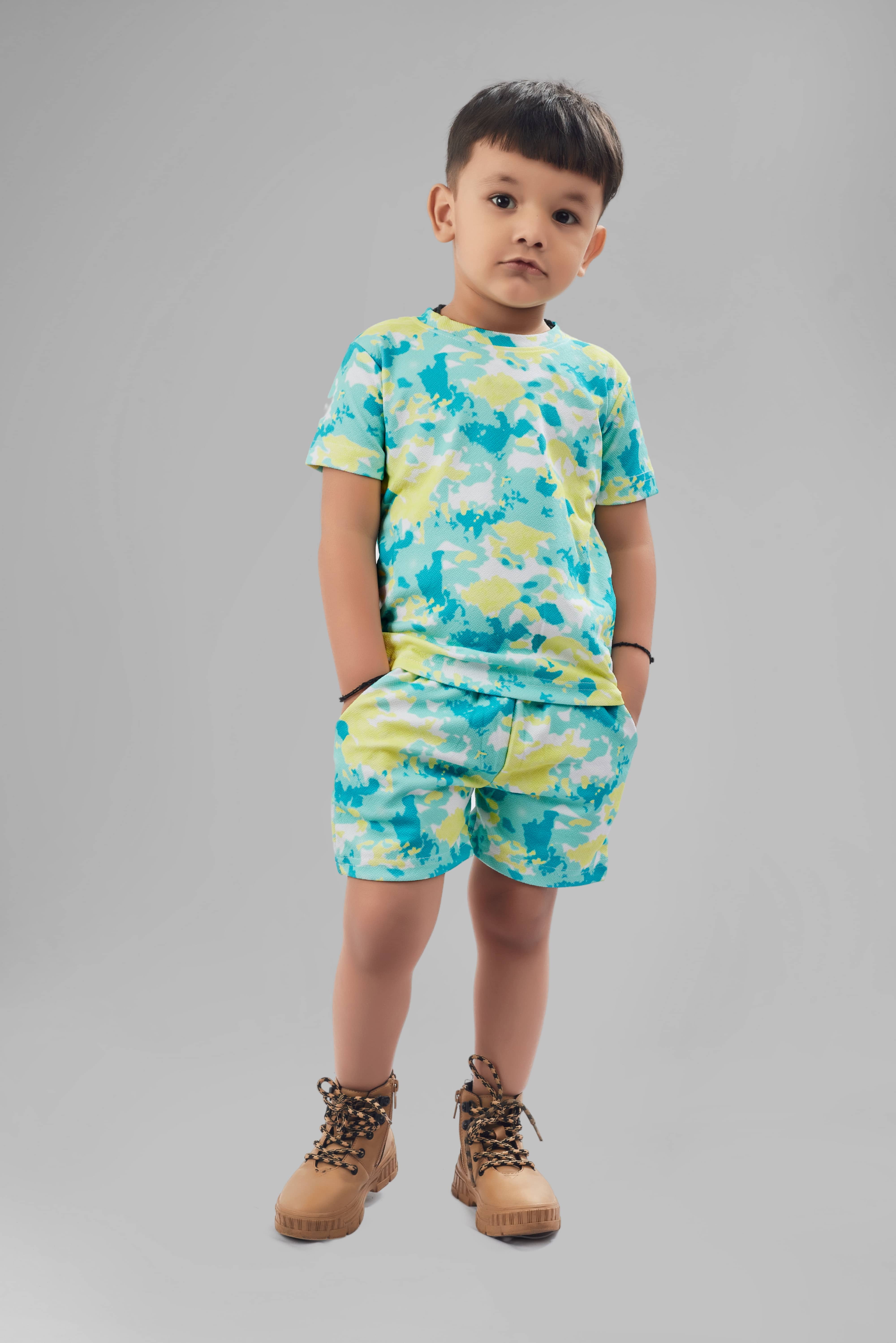 ASTYLOR Pack of 1 Boys Cotton Blend T-Shirt & Shorts Set ( Pink )