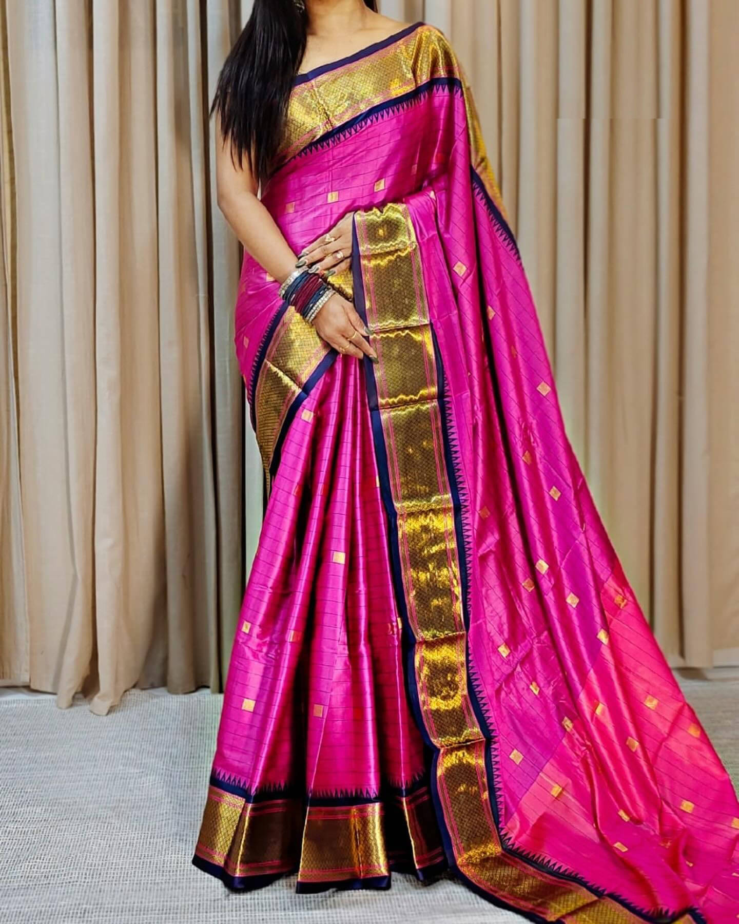 Aika Cotton Embellished Saree With Unstitched Blouse Piece ( Navy Blue ) Aika Cotton Embellished Saree With Unstitched Blouse Piece ( Navy Blue )