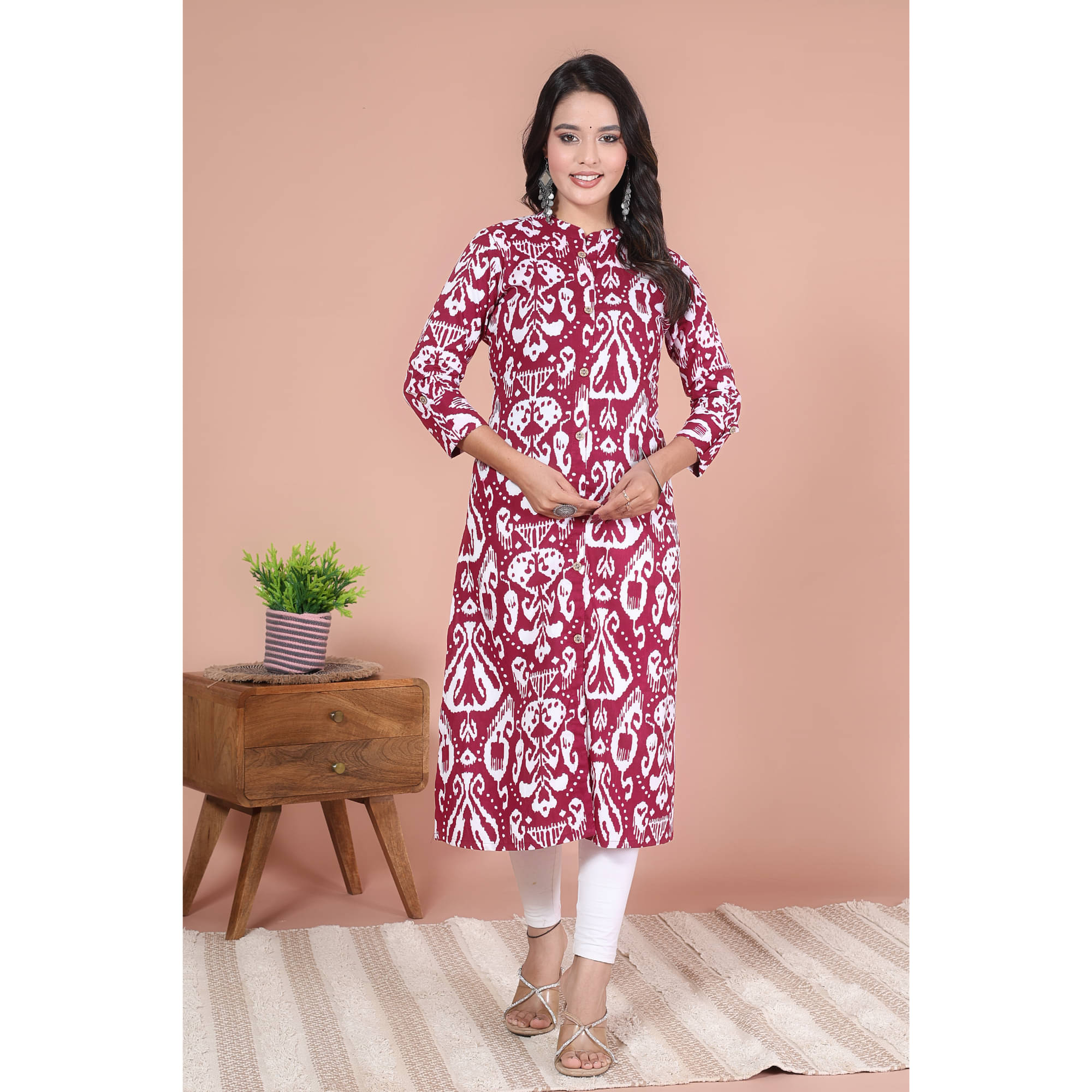     			Avnii Cotton Printed A-line Women's Kurti - Red ( Pack of 1 )