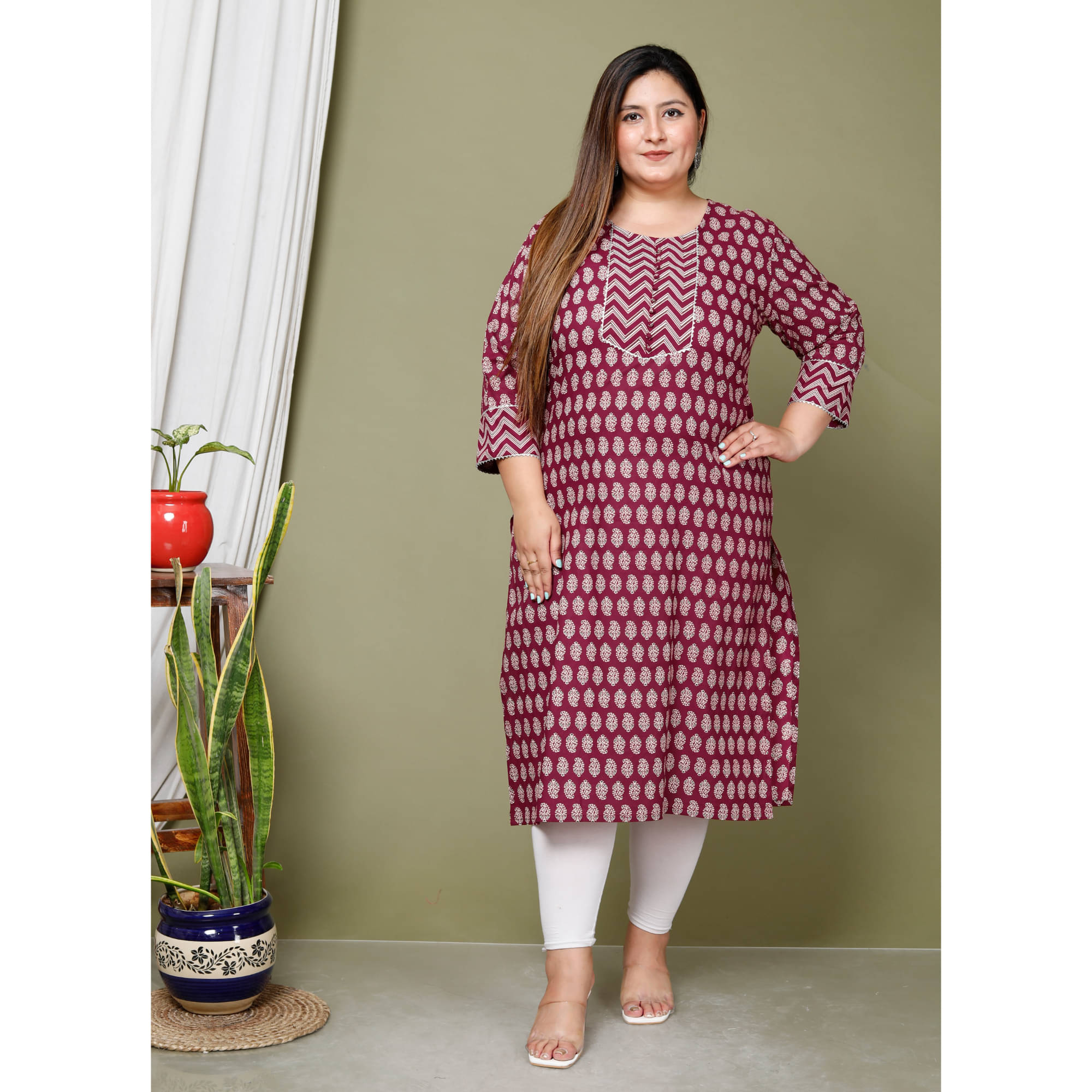 Avnii Cotton Printed Straight Women's Kurti - Maroon ( Pack of 1 )     			Avnii Cotton Printed Straight Women's Kurti - Maroon ( Pack of 1 )