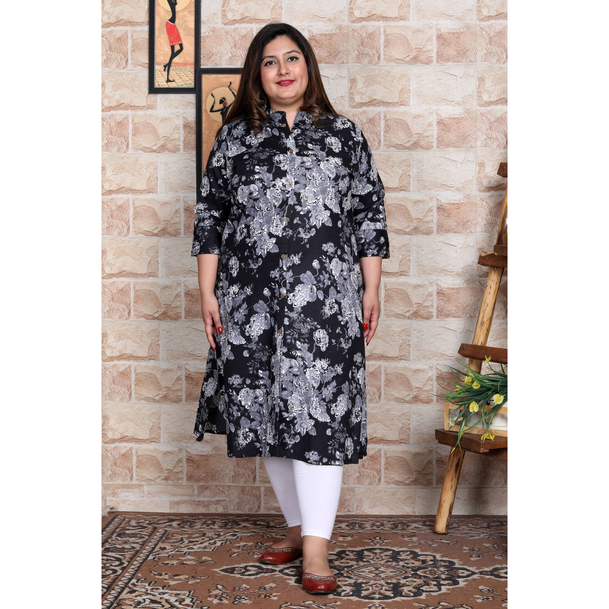Avnii Cotton Printed Straight Women's Kurti - Black ( Pack of 1 ) Avnii Cotton Printed Straight Women's Kurti - Black ( Pack of 1 )
