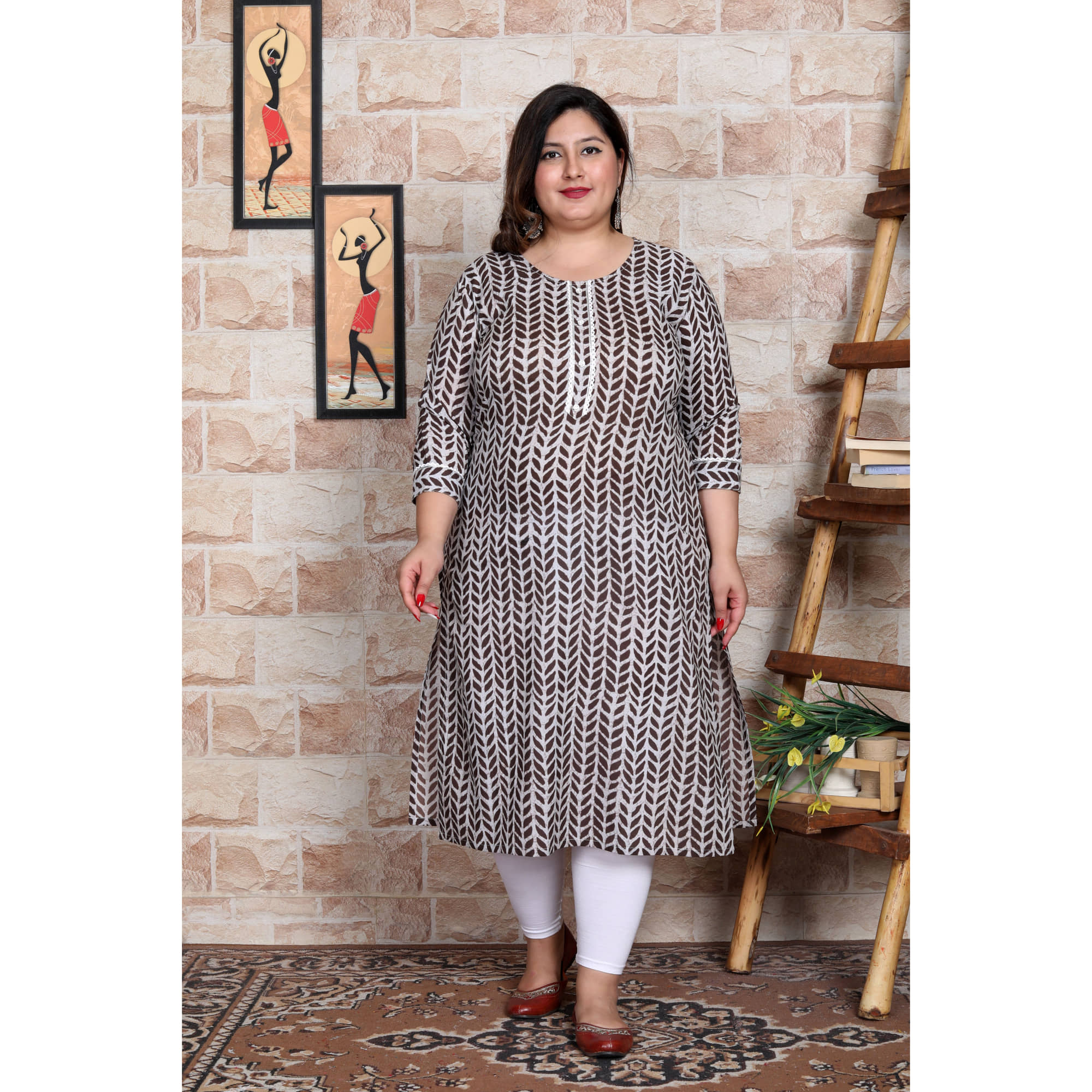 Avnii Cotton Printed Straight Women's Kurti - Black ( Pack of 1 ) - Kurtis, Tunics | Buy online on ZillyBuy