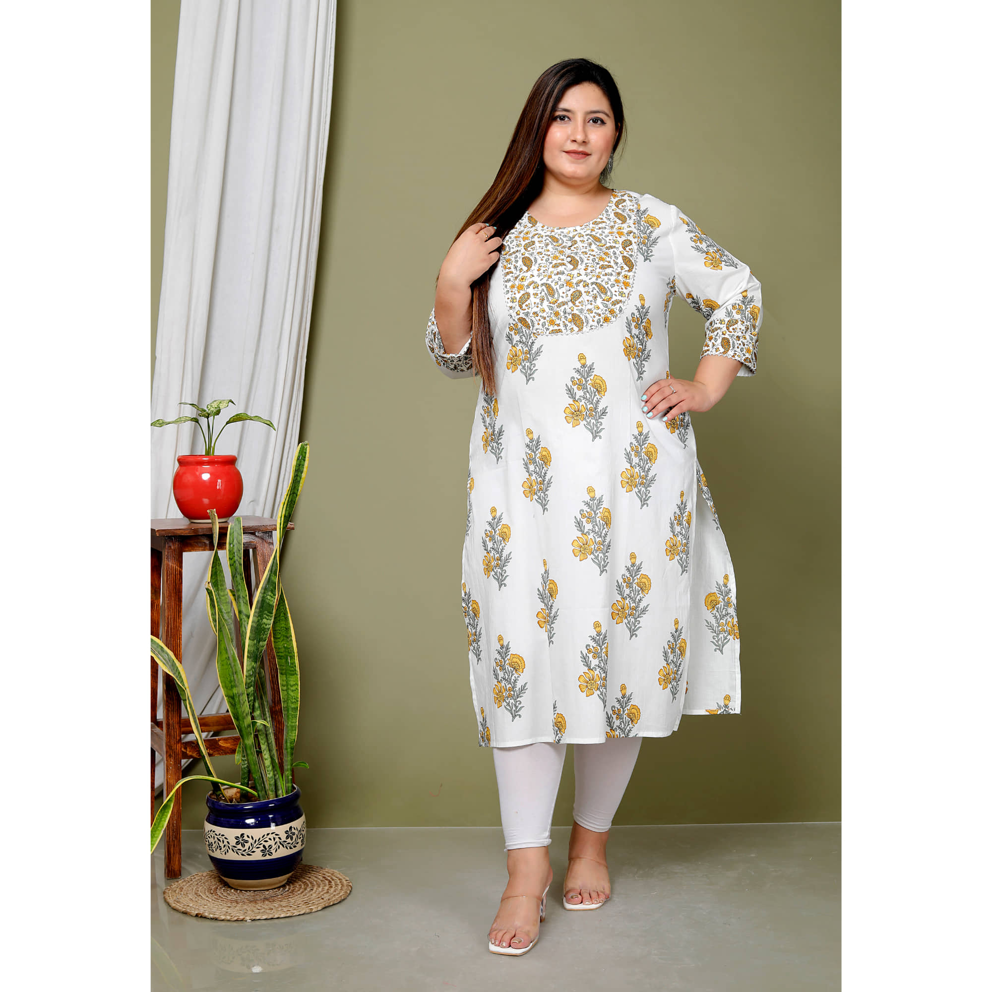 Avnii Cotton Printed Straight Women's Kurti - Pink ( Pack of 1 ) - Kurtis, Tunics | Buy online on ZillyBuy