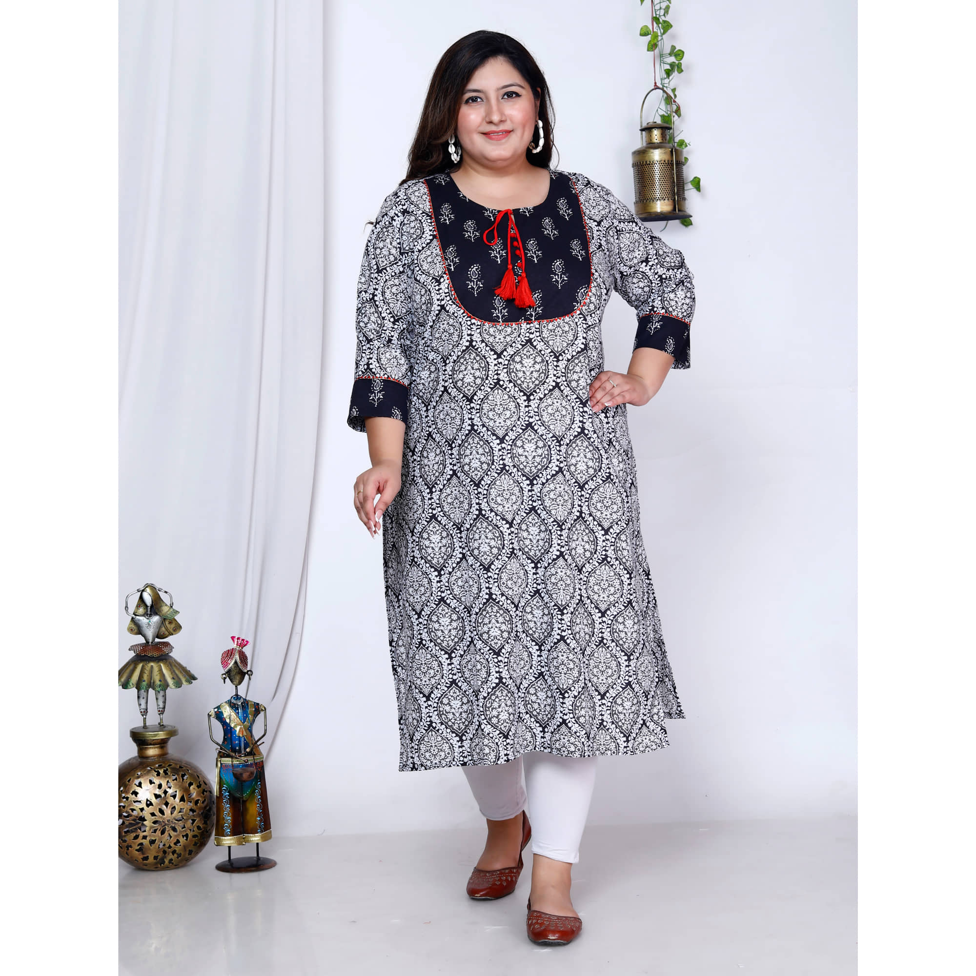 Avnii Cotton Printed Straight Women's Kurti - White ( Pack of 1 ) - Kurtis, Tunics | Buy online on ZillyBuy