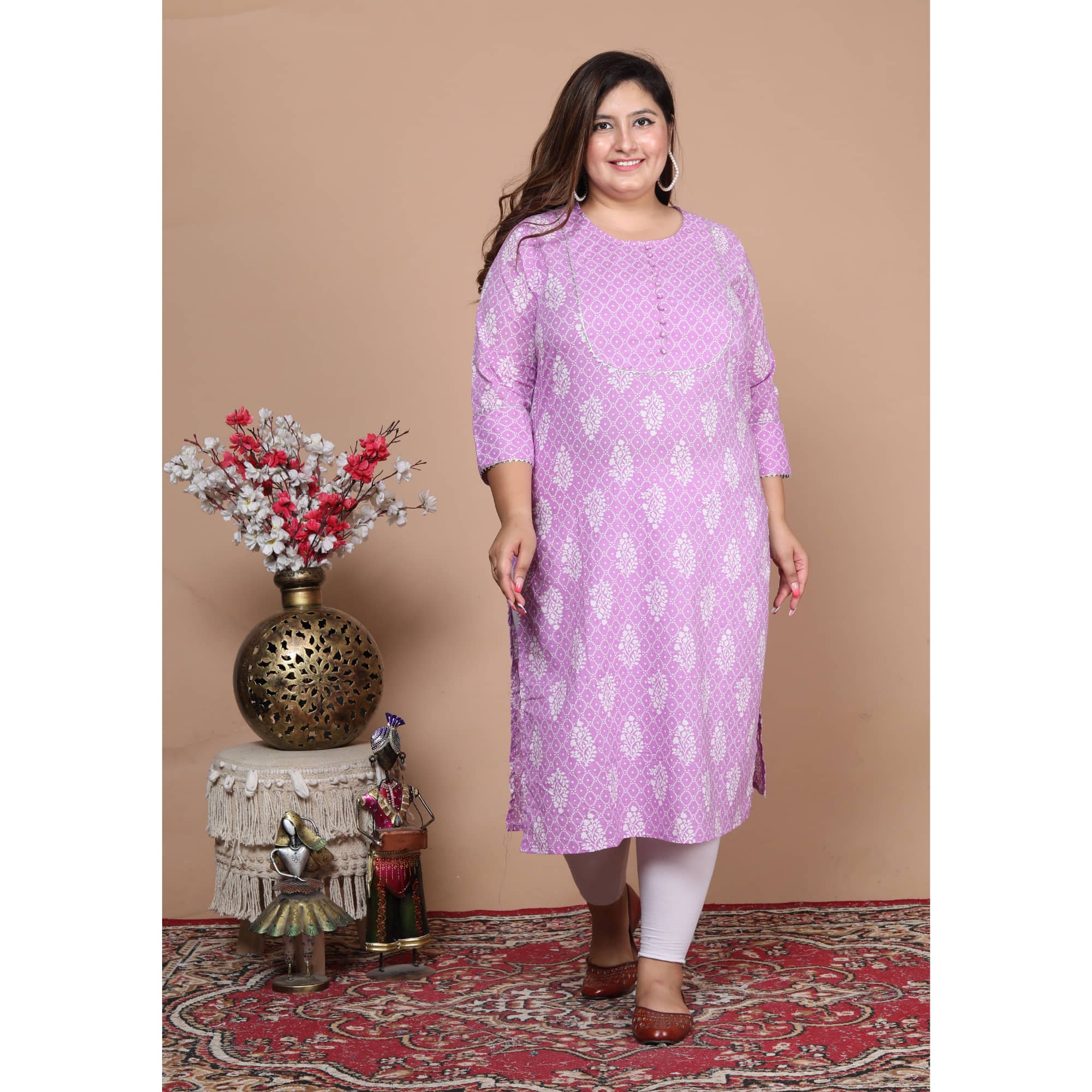 Avnii Cotton Printed Straight Women's Kurti - Purple ( Pack of 1 ) - Kurtis, Tunics | Buy online on ZillyBuy