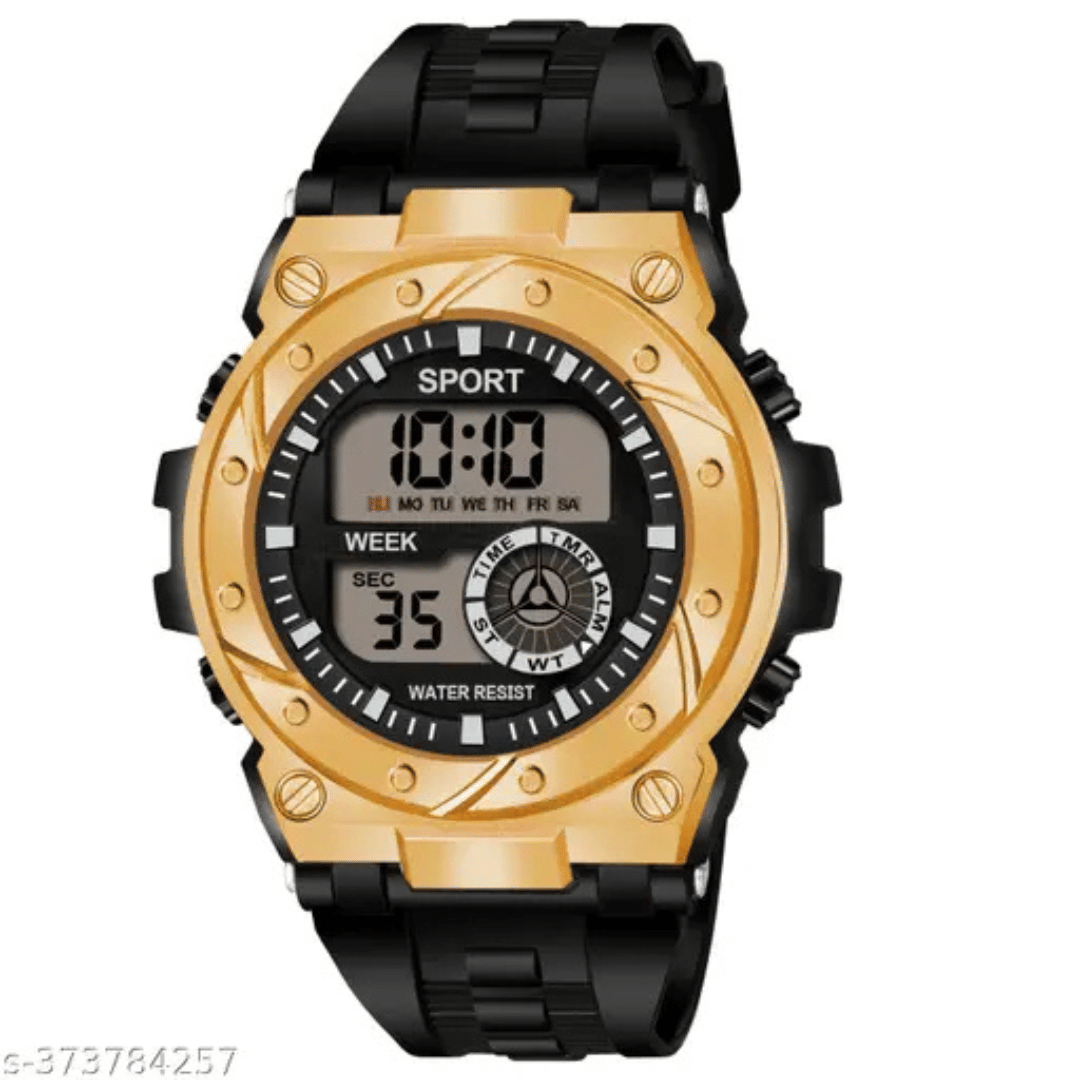     			BANDSMITH Black PU Digital Men's Watch