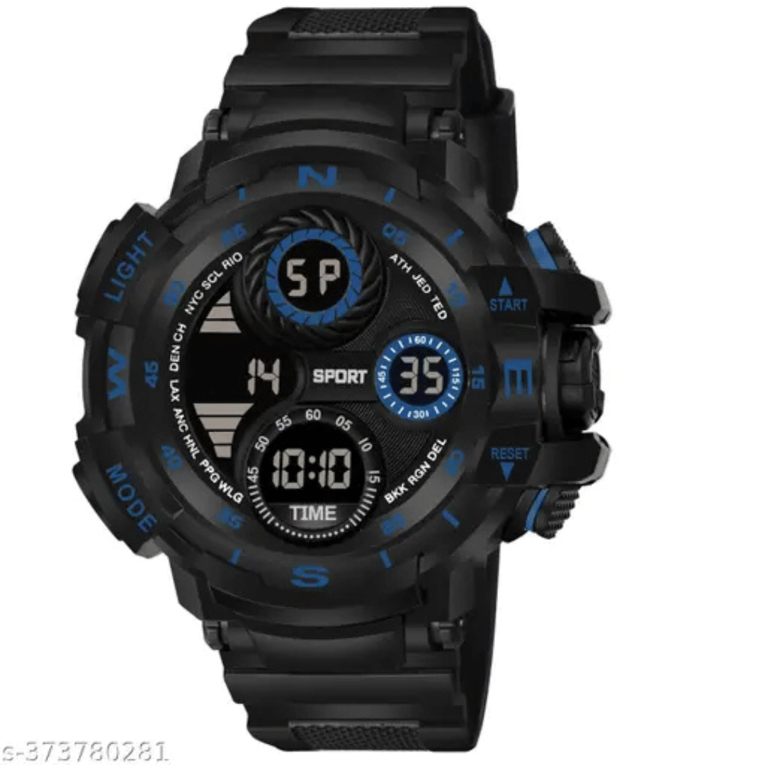     			BANDSMITH Black PU Digital Men's Watch