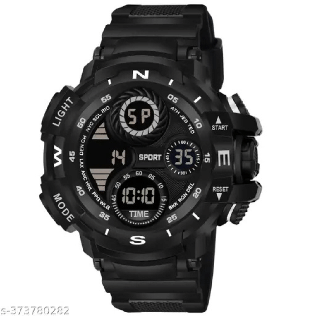     			BANDSMITH Black PU Digital Men's Watch