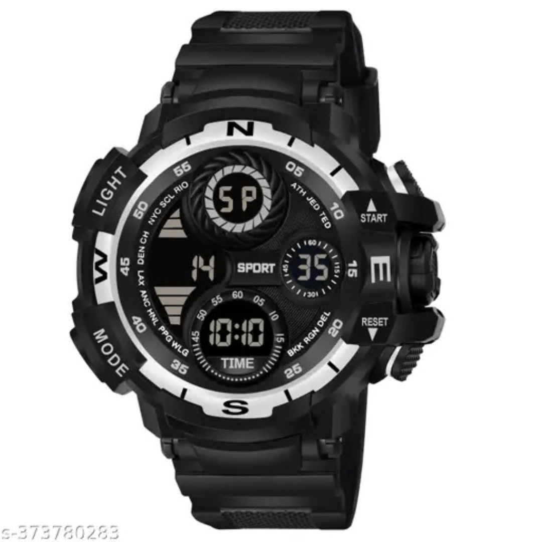     			BANDSMITH Black PU Digital Men's Watch