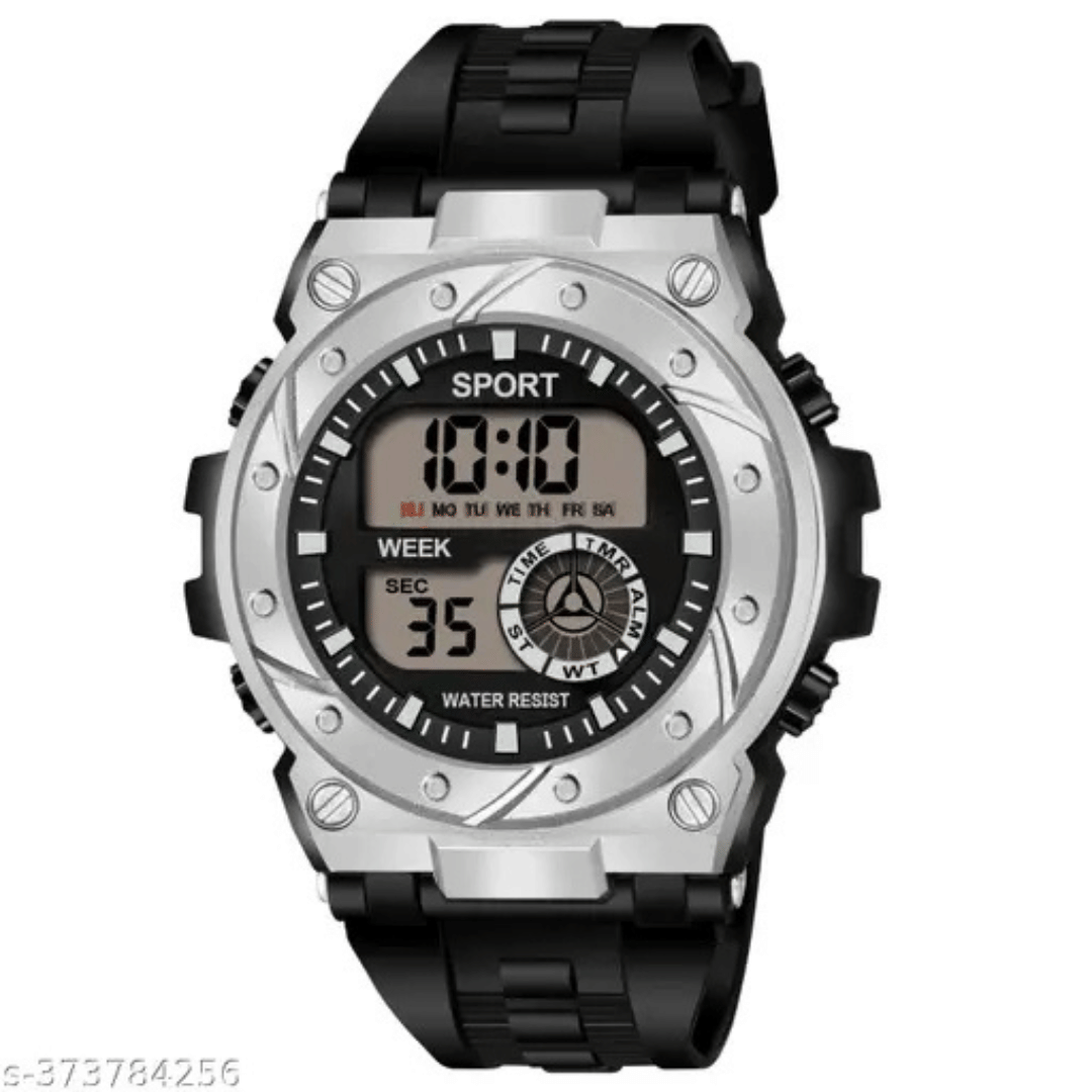     			BANDSMITH Black PU Digital Men's Watch
