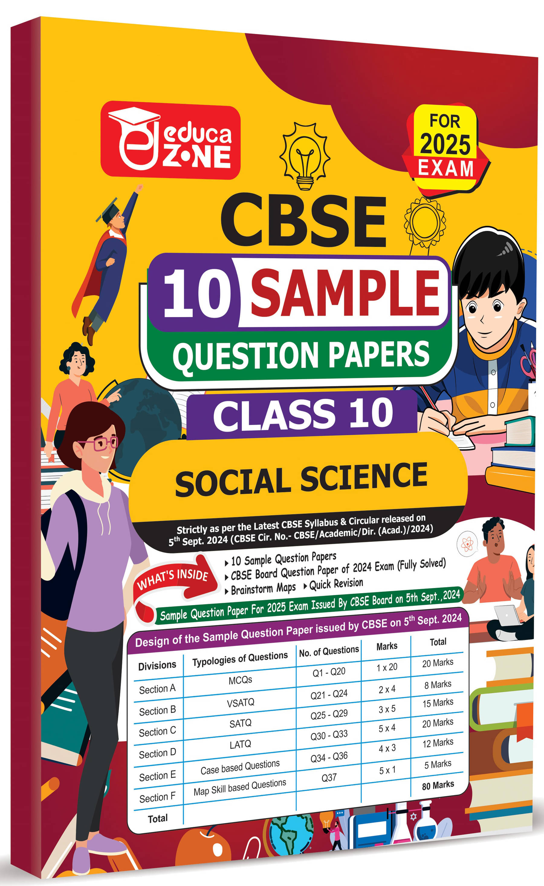     			CBSE 10 Sample Question Papers Class 10 Social Science Book (For Board Exam 2025)