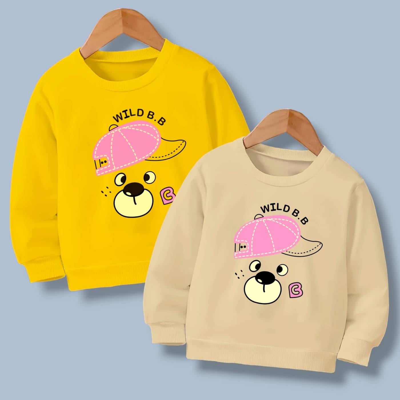     			COTTBRAY Pack of 2 Boys Fleece Sweatshirt ( Yellow & Pink )