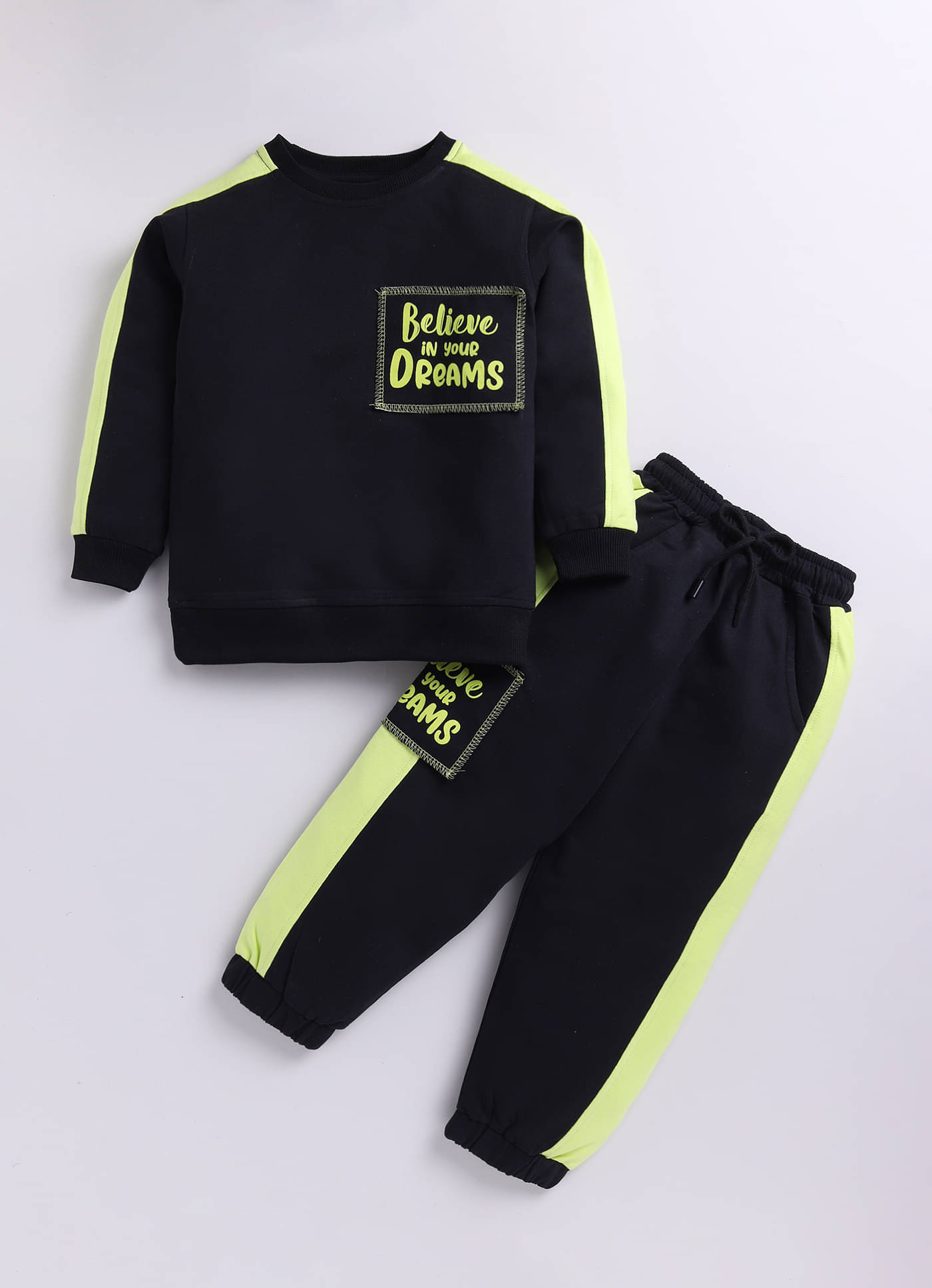     			CUTOPIES Pack of 1 Boys Cotton Sweatshirt & Trackpant Set ( Black )
