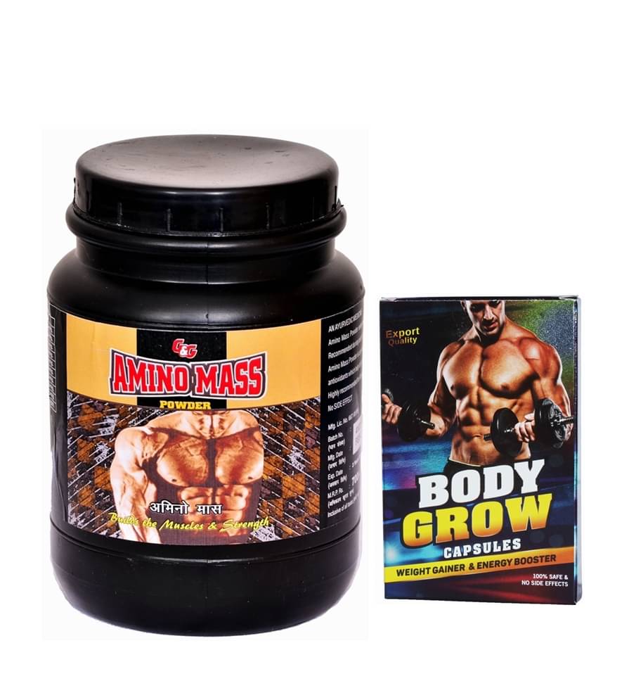 Dr Chopra Body Grow Weight Gainer Cap 10no.s & Amino Mass Weight Gainer Combo 300 gm Chocolate Dr Chopra Body Grow Weight Gainer Cap 10no.s & Amino Mass Weight Gainer Combo 300 gm Chocolate