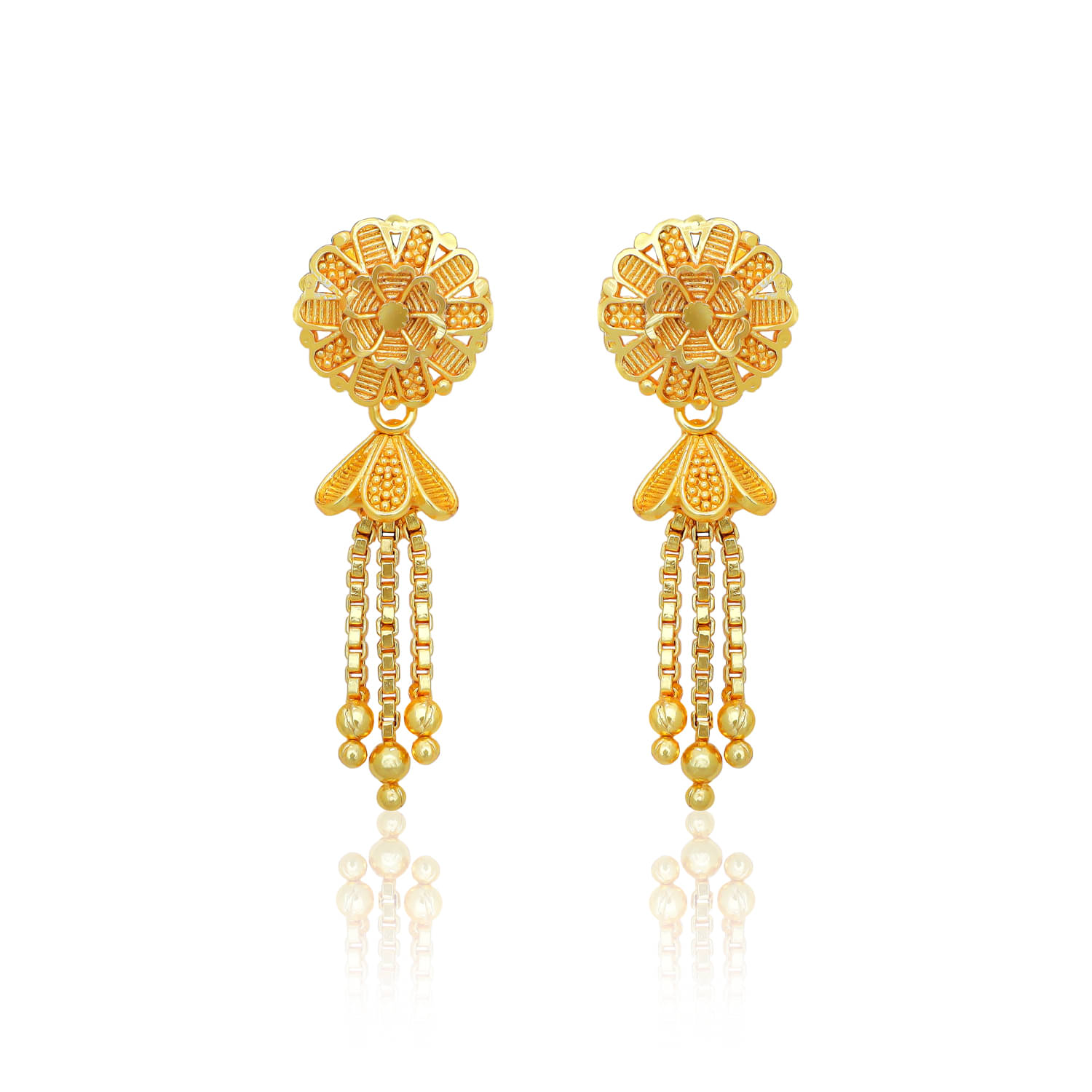     			Drashti Collection Golden Drop Earrings ( Pack of 1 )