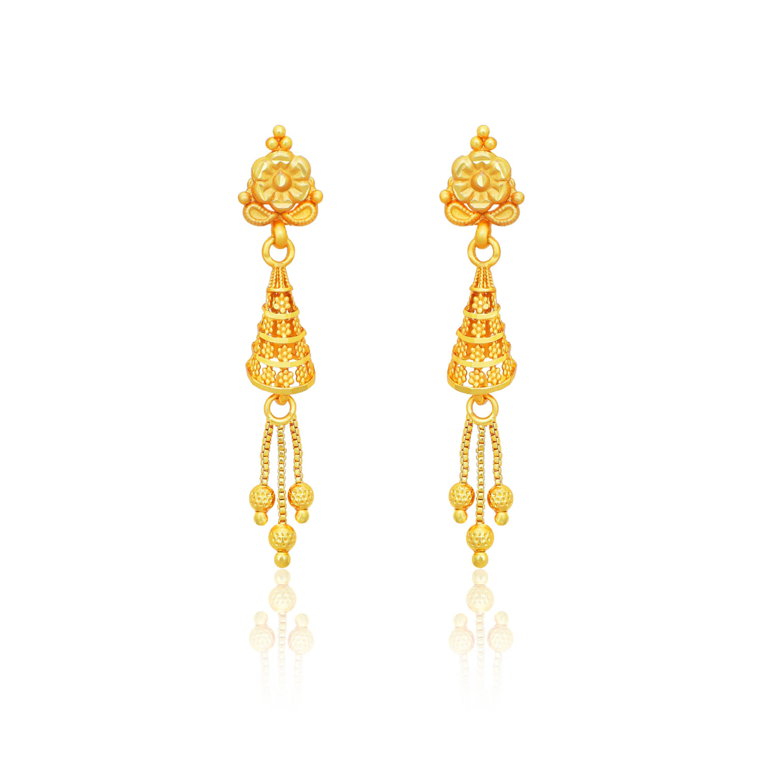     			Drashti Collection Golden Drop Earrings ( Pack of 1 )