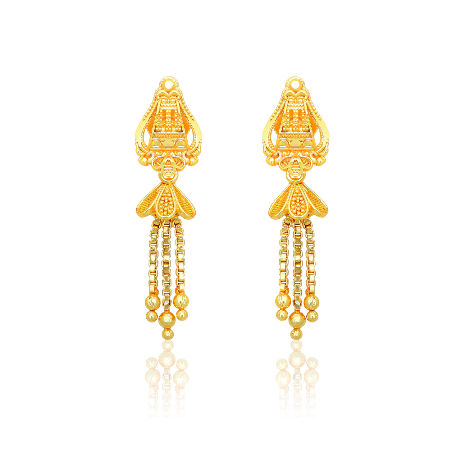     			Drashti Collection Golden Drop Earrings ( Pack of 1 )