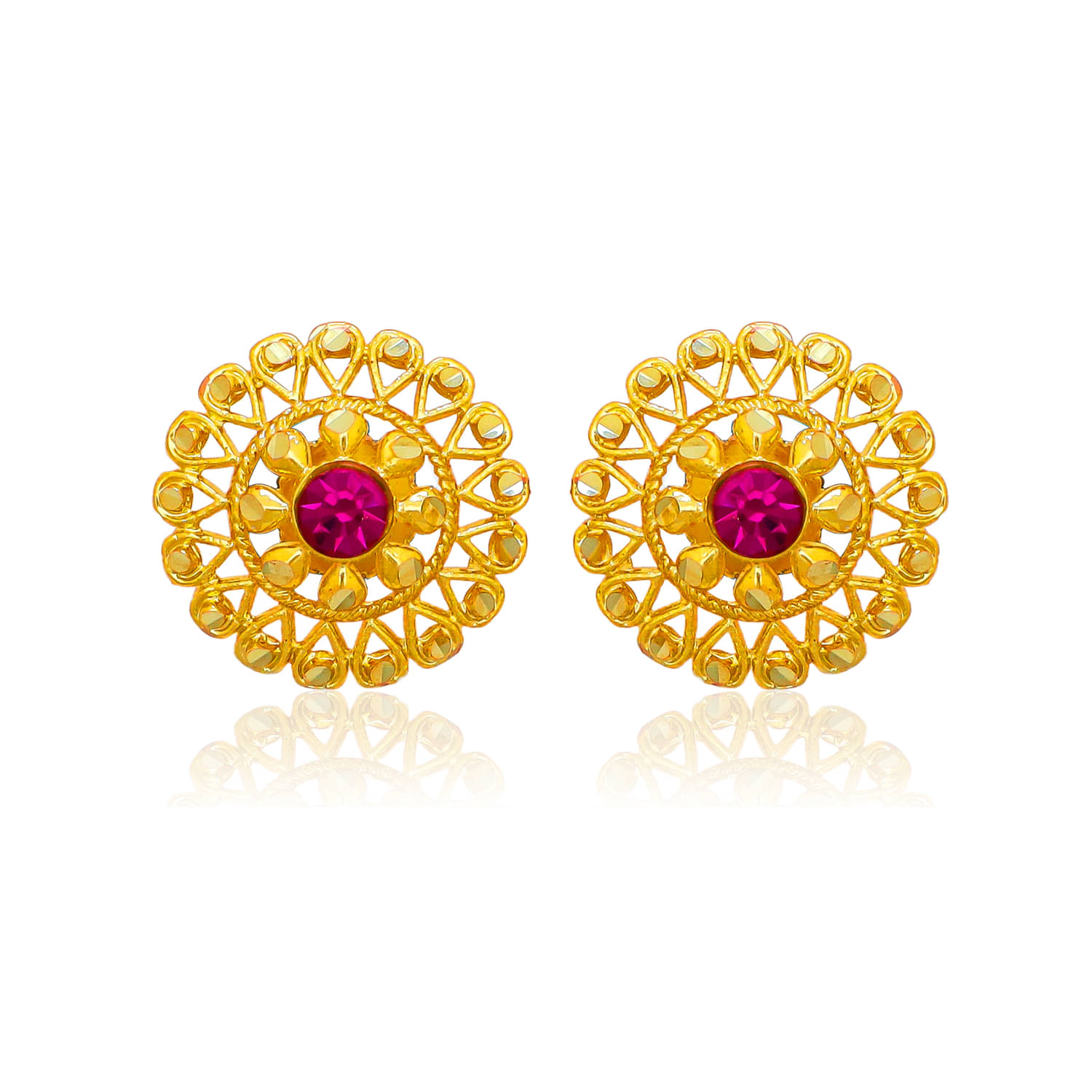     			Drashti Collection Golden Stud Earrings ( Pack of 1 )