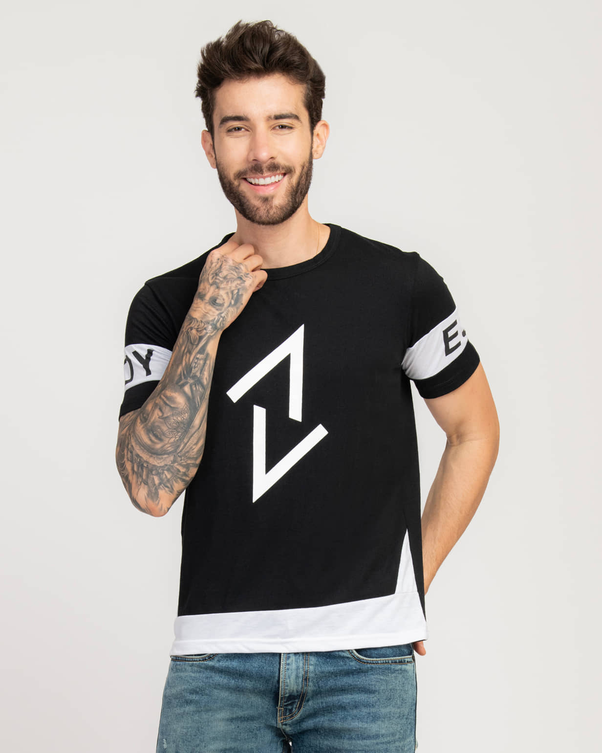 ELBATROSS Pack of 1 Polyester Slim Fit Men's T-Shirt ( Black )
