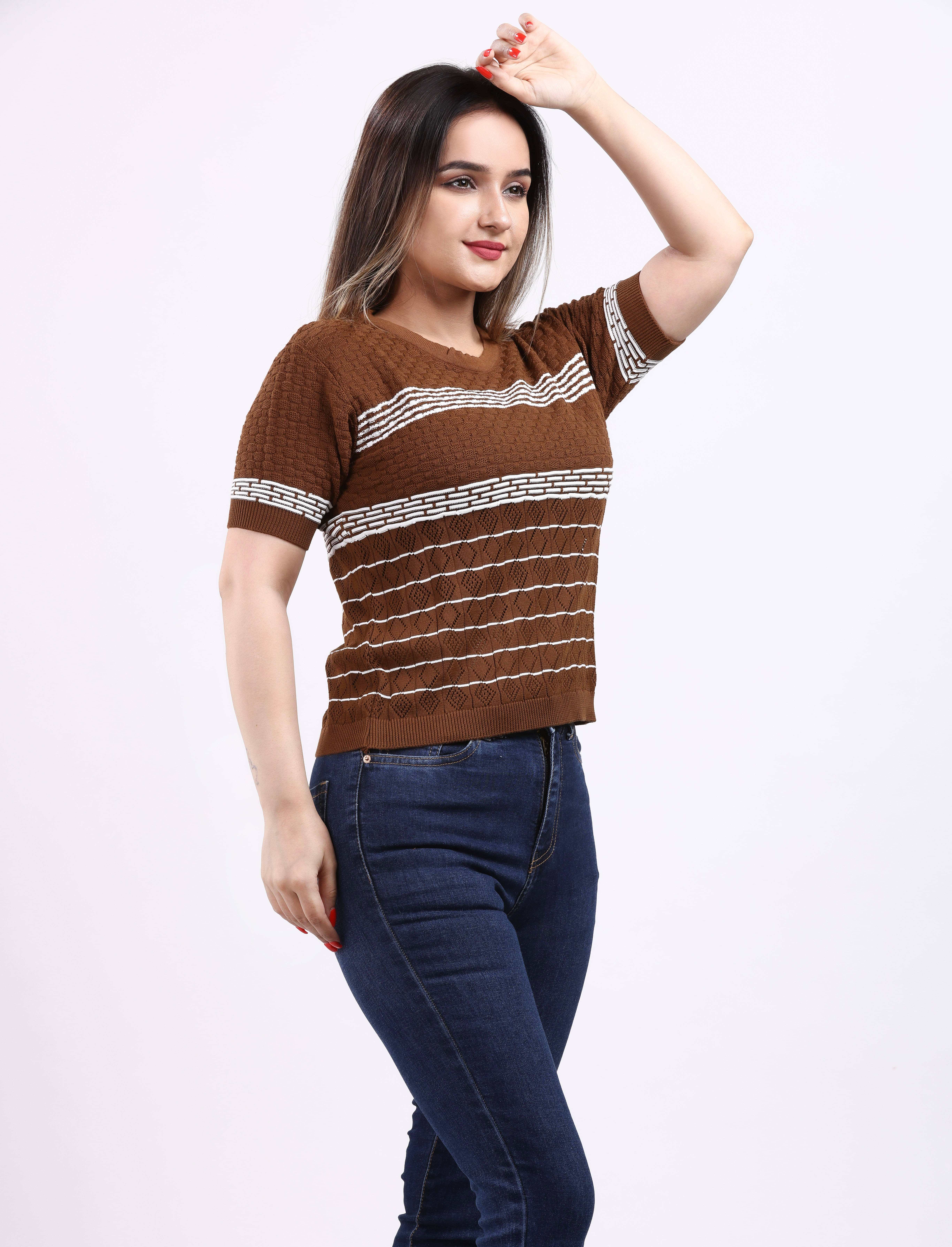 FEVERFEW Coffee Cotton Women's Crop Top ( Pack of 1 )     			FEVERFEW Coffee Cotton Women's Crop Top ( Pack of 1 )