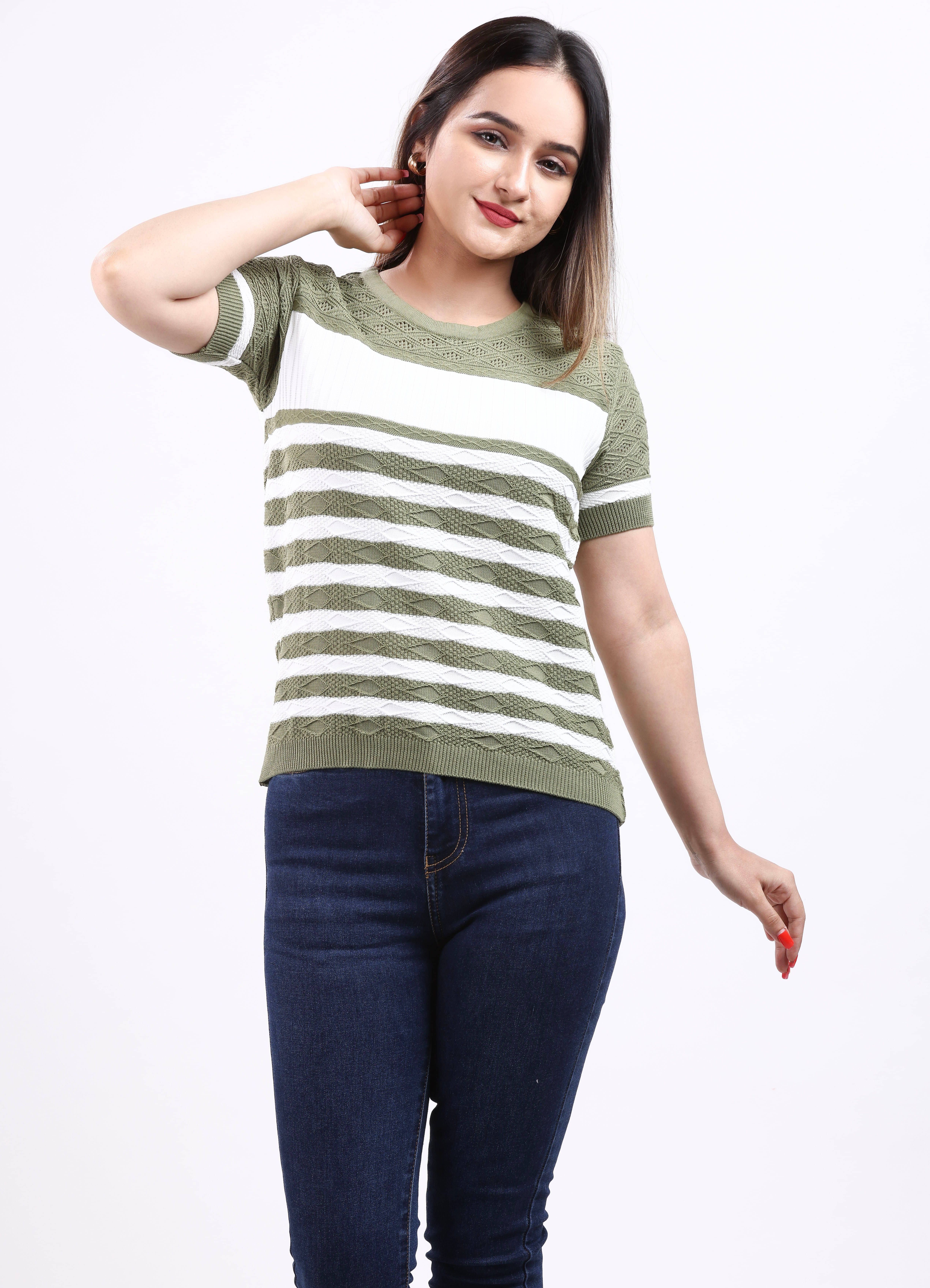     			FEVERFEW Olive Cotton Blend Women's Regular Top ( Pack of 1 )