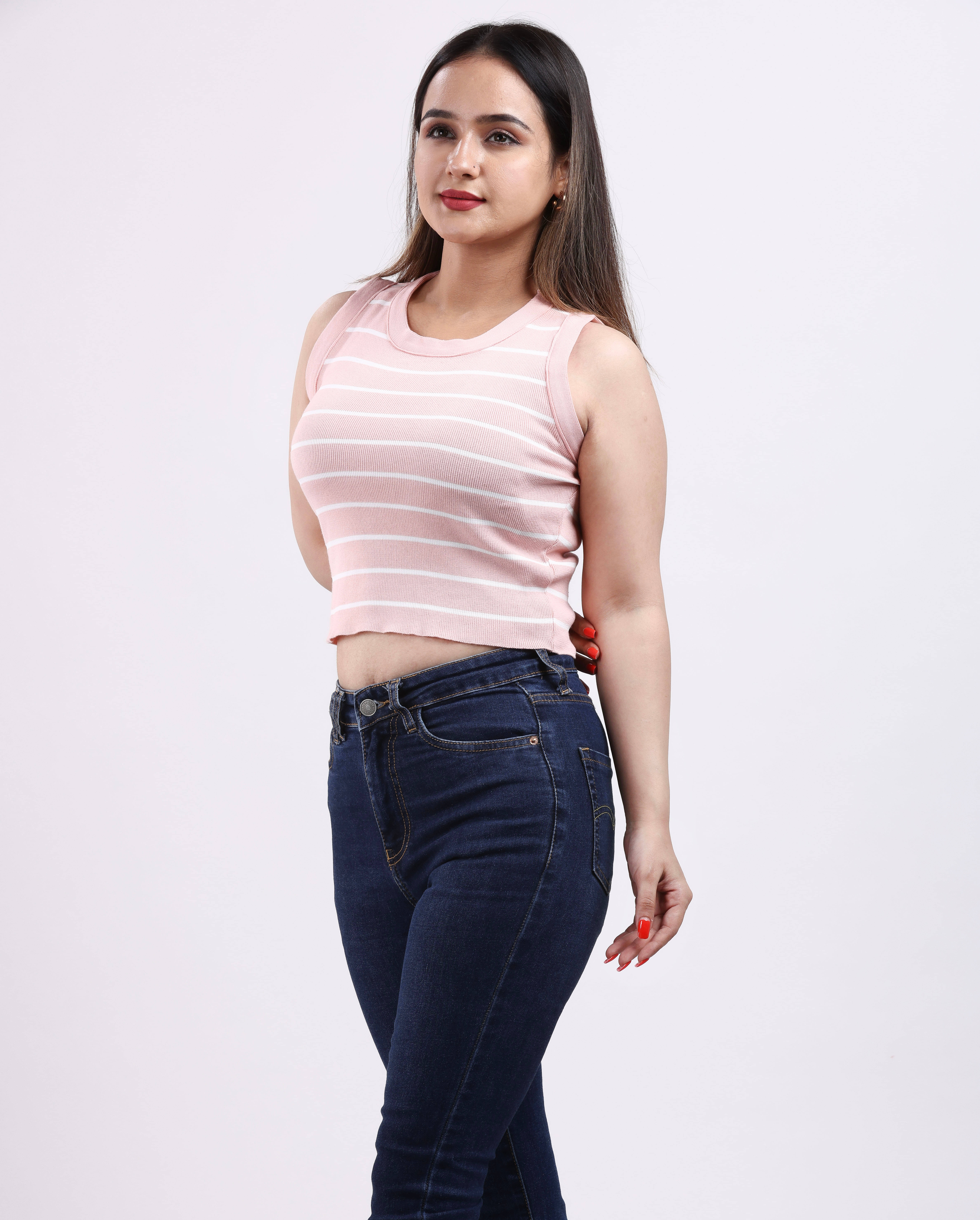     			FEVERFEW Peach Cotton Women's Crop Top ( Pack of 1 )
