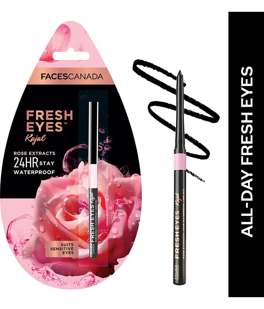 FACES CANADA Fresh Eyes Kajal With Rose Extract, Black, 0.35 g - Makeup - Eyes | Buy online on ZillyBuy