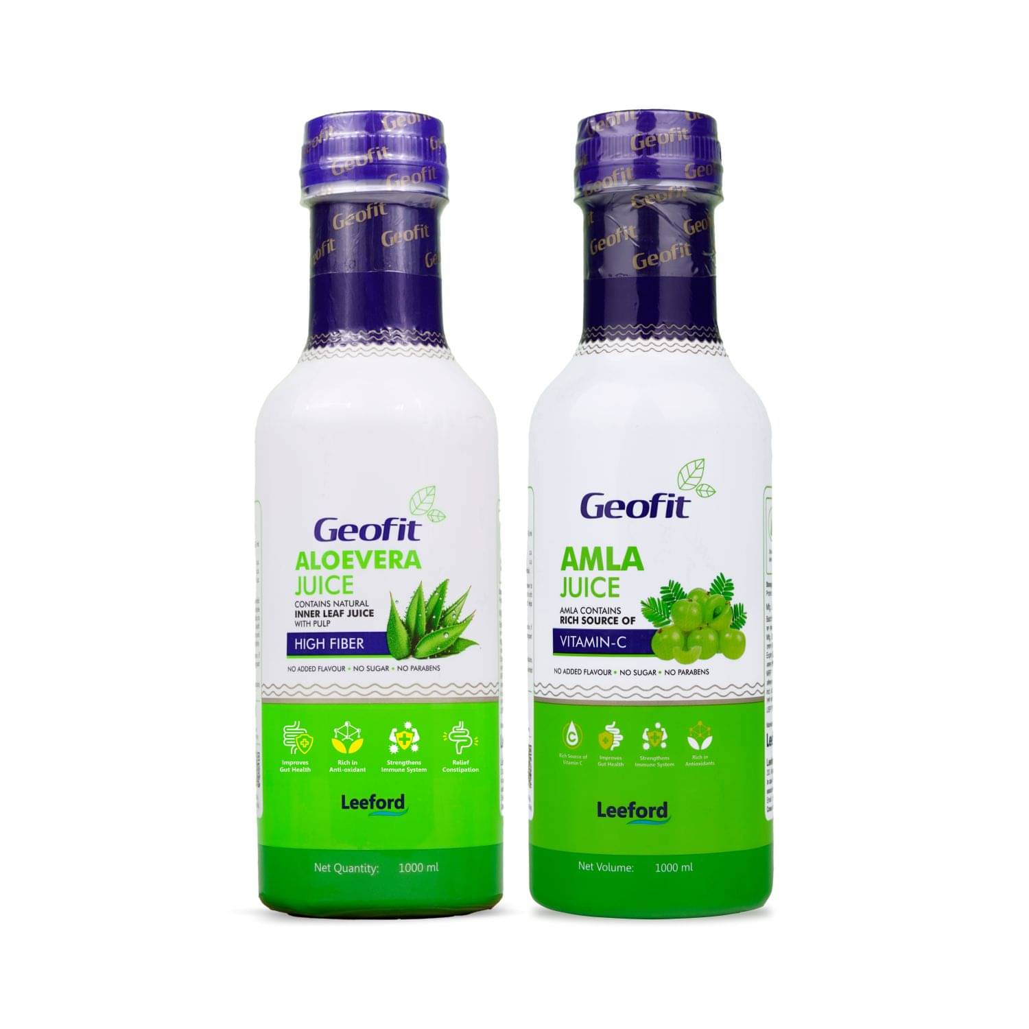     			Geofit Aloe Vera & Amla Juice | Boosts Immunity, Digestion, Skin & Hair Health | 1L Each, Pack of 2